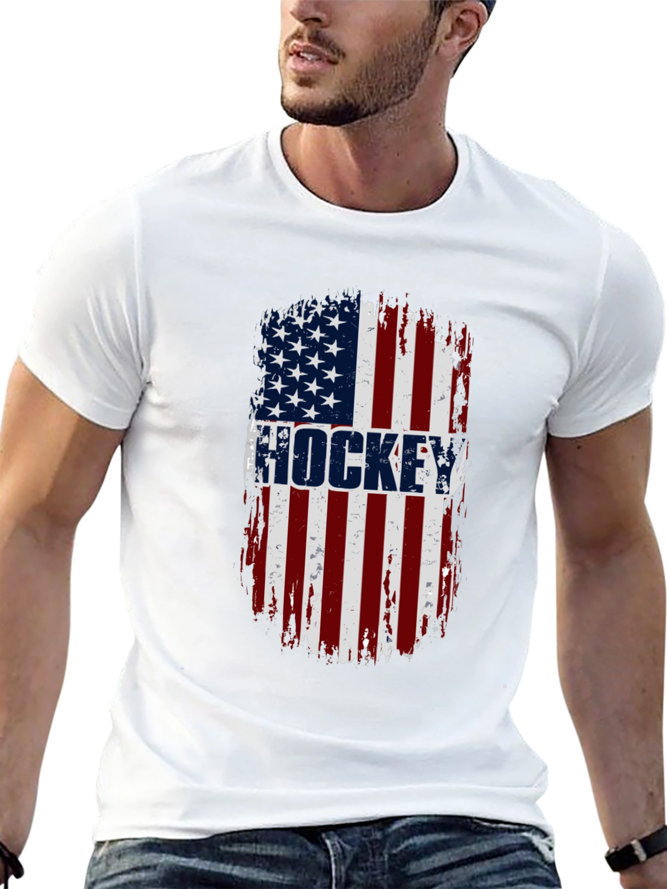 Hockey USA Flag T-Shirt - Patriotic Graphic Tee