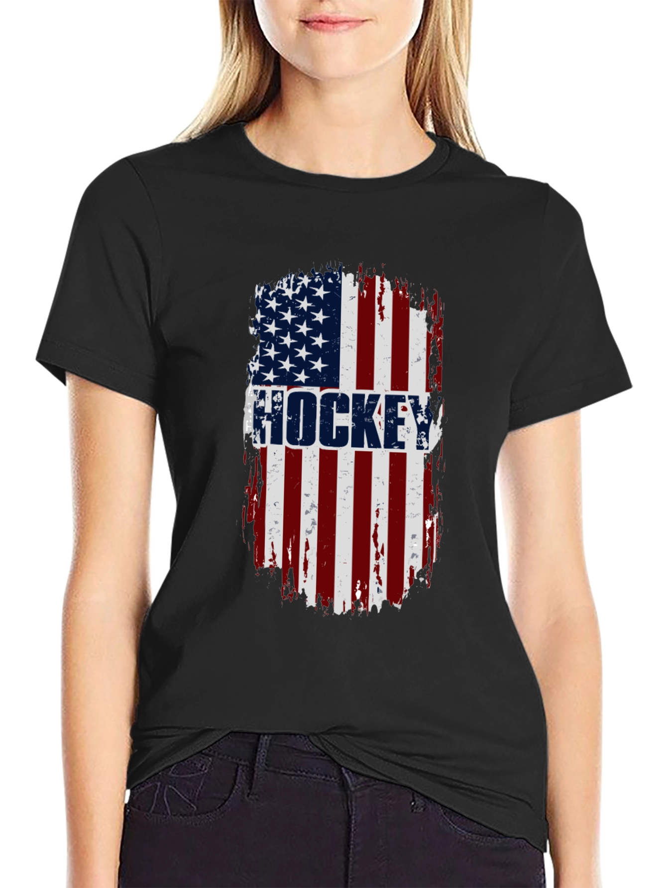 Hockey USA Flag T-Shirt - Patriotic Graphic Tee