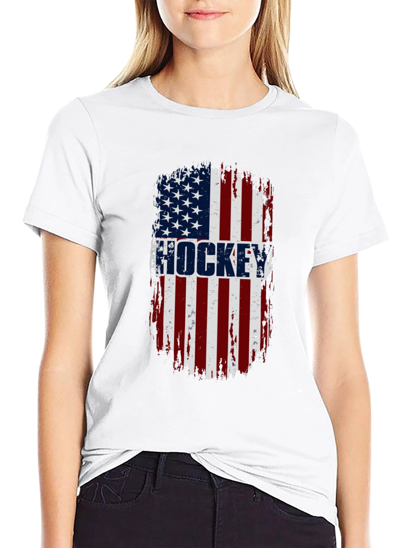 Hockey USA Flag T-Shirt - Patriotic Graphic Tee