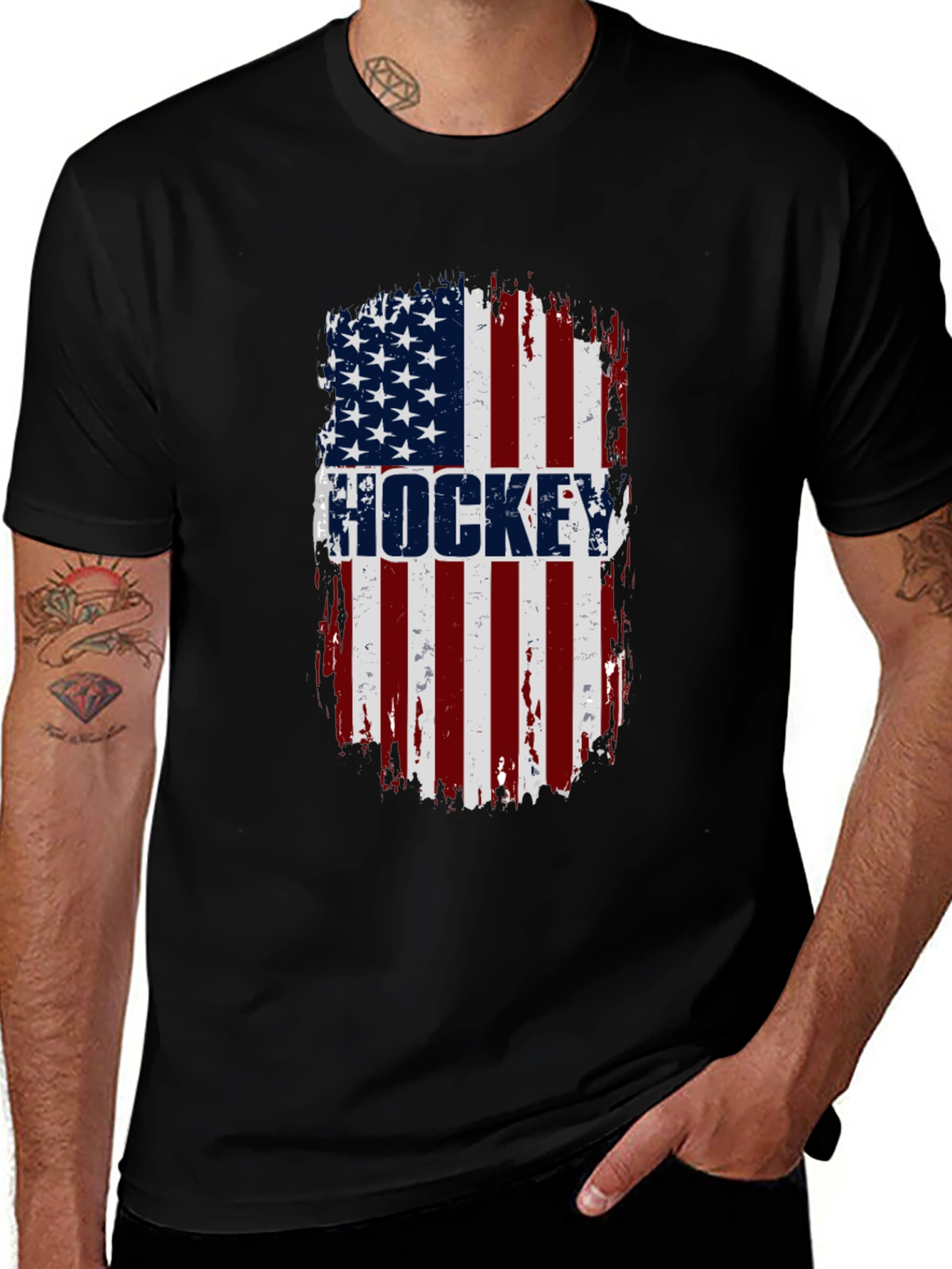Hockey USA Flag T-Shirt - Patriotic Graphic Tee