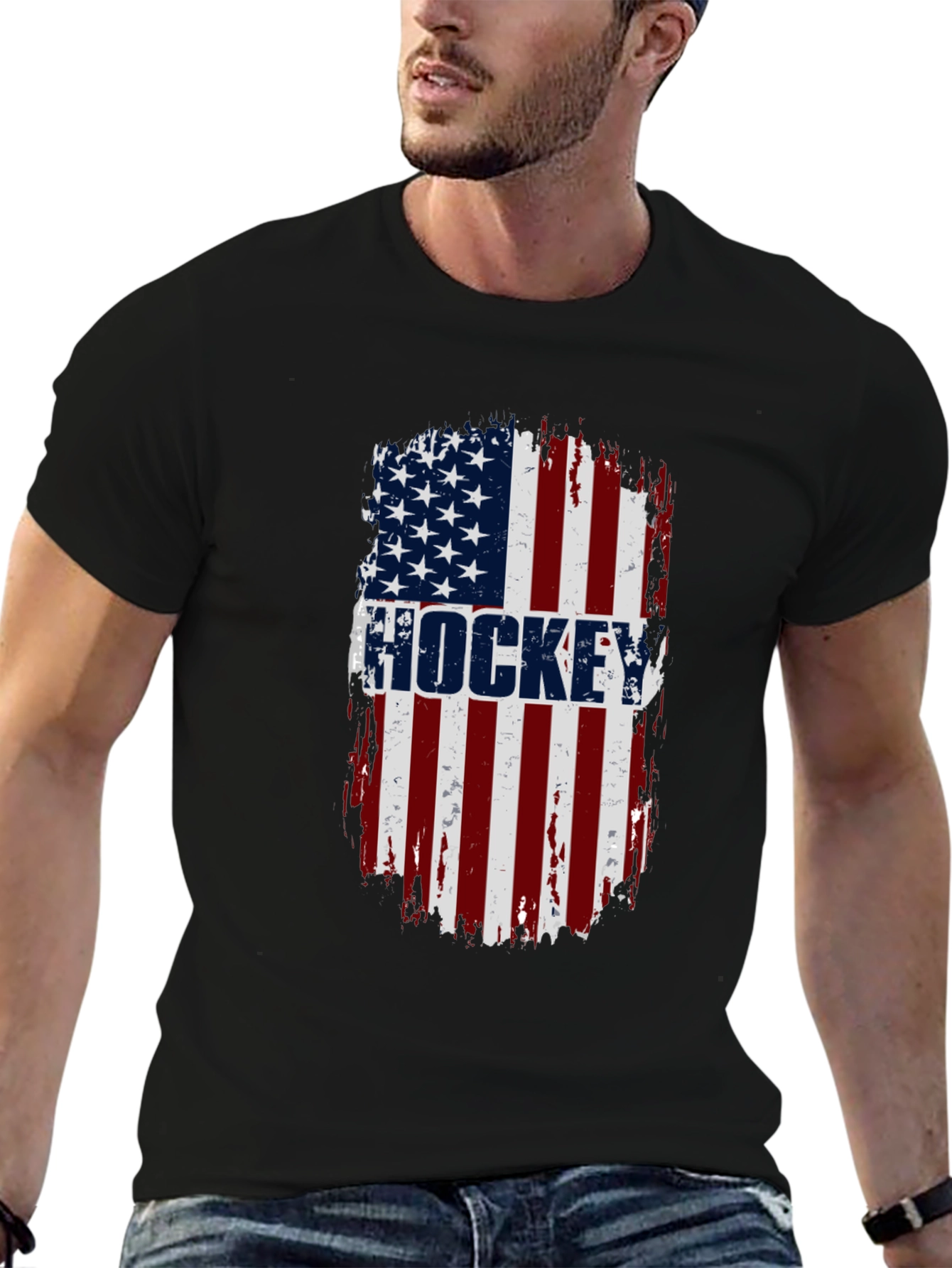 Hockey USA Flag T-Shirt - Patriotic Graphic Tee