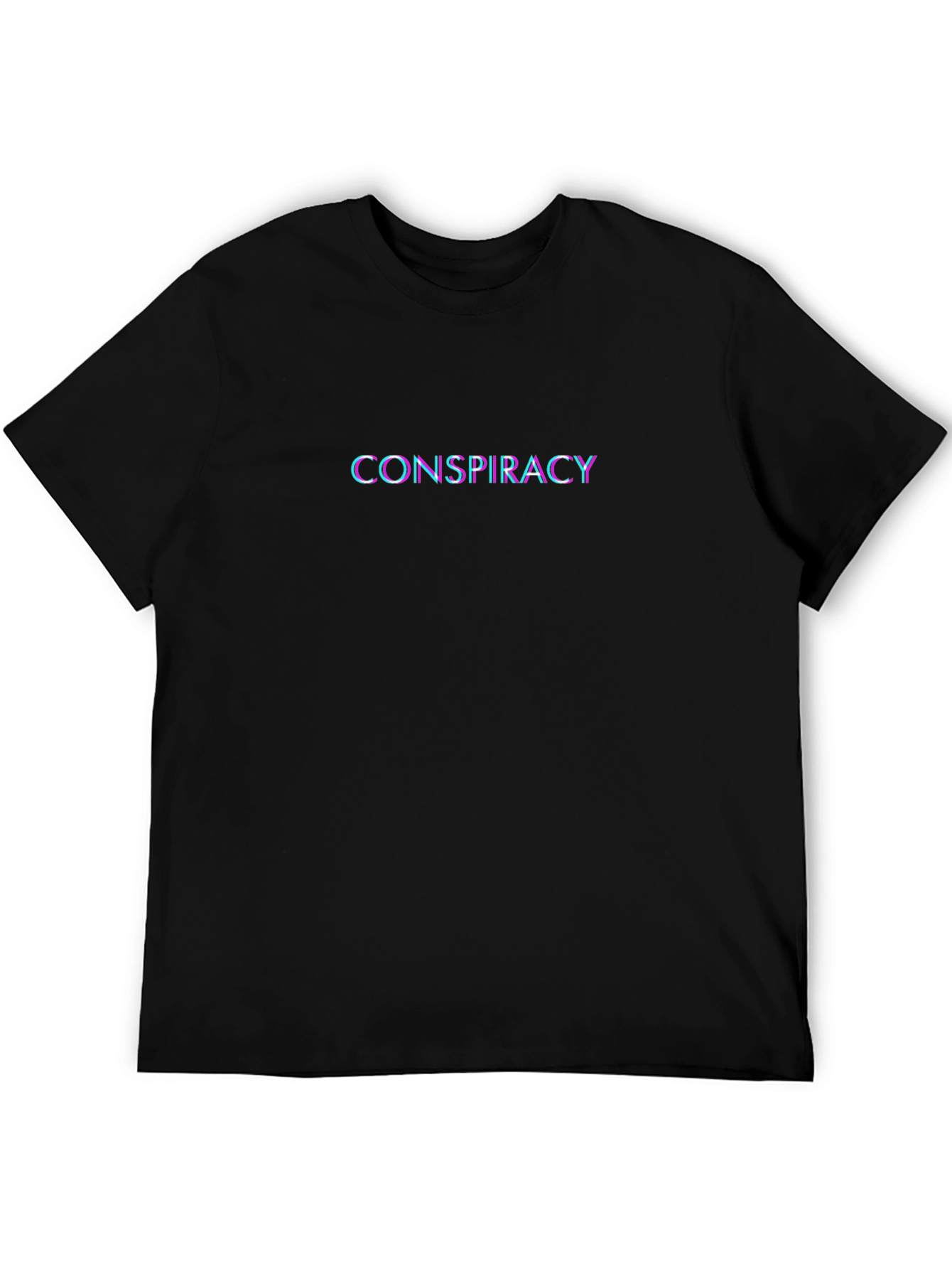 Conspiracy Glitch Text Black T-Shirt