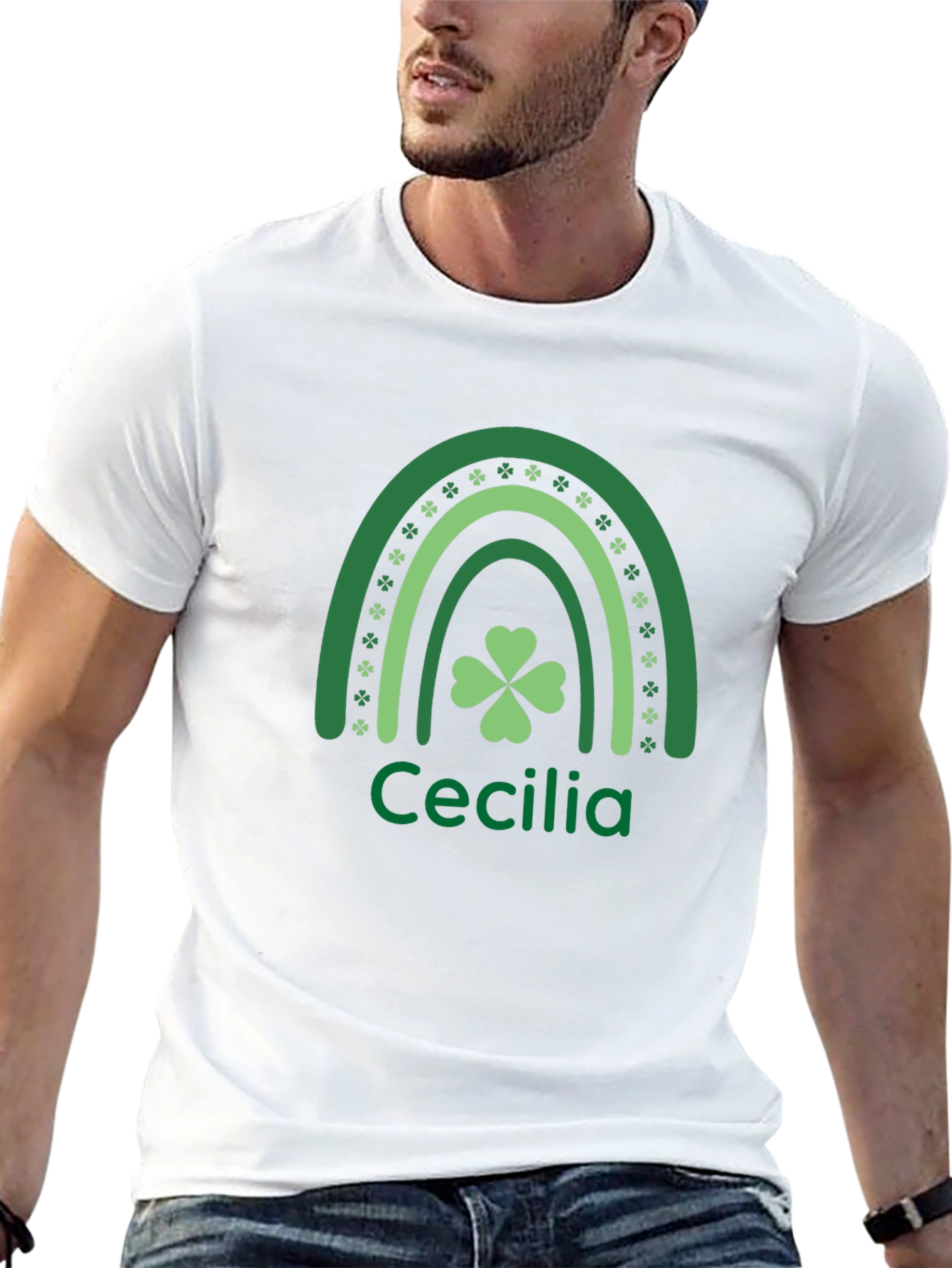 Cecilia Lucky Shamrock Rainbow St. Patricks Day T-Shirt