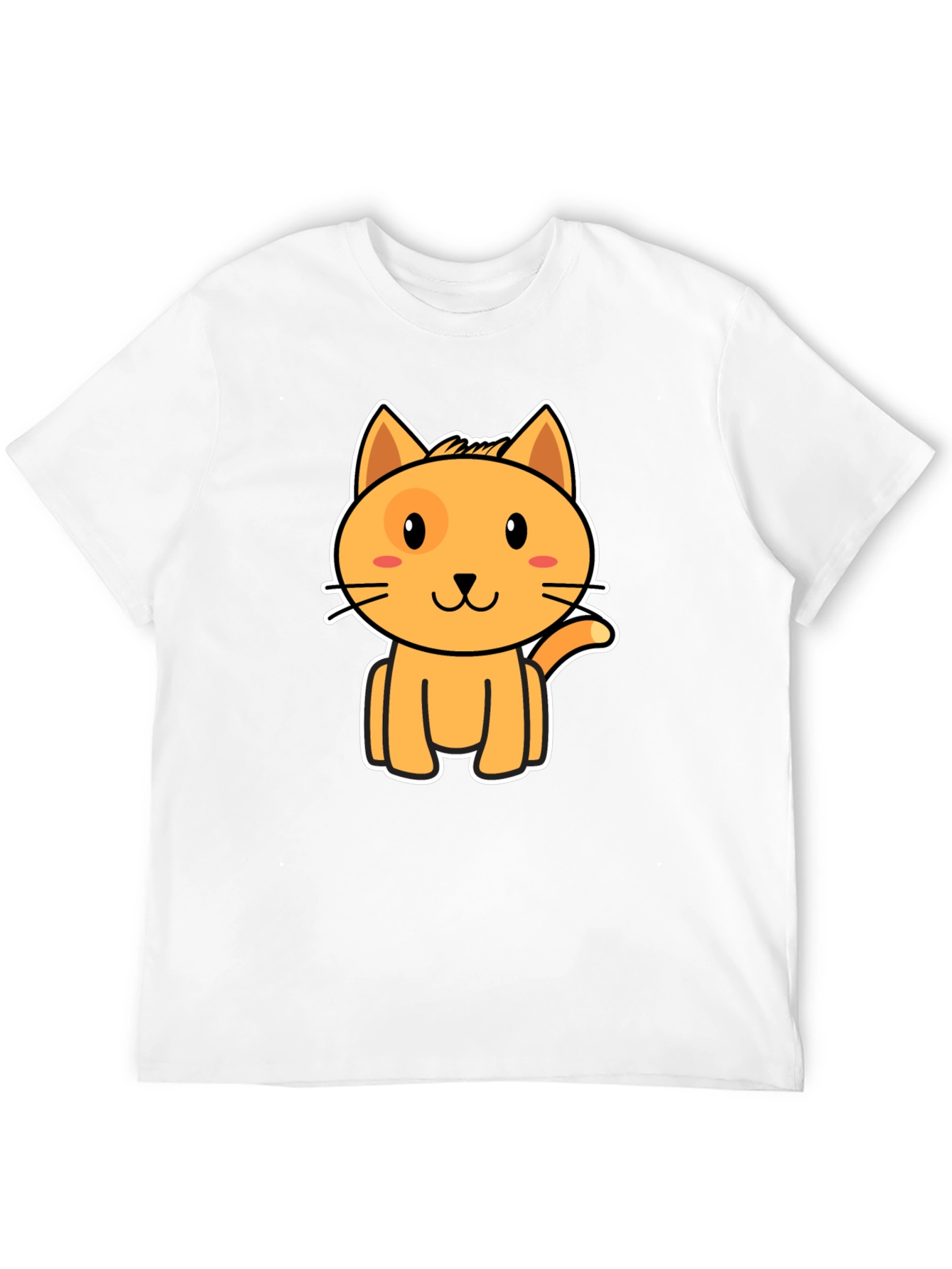 Cute Orange Cat Graphic Black T-Shirt