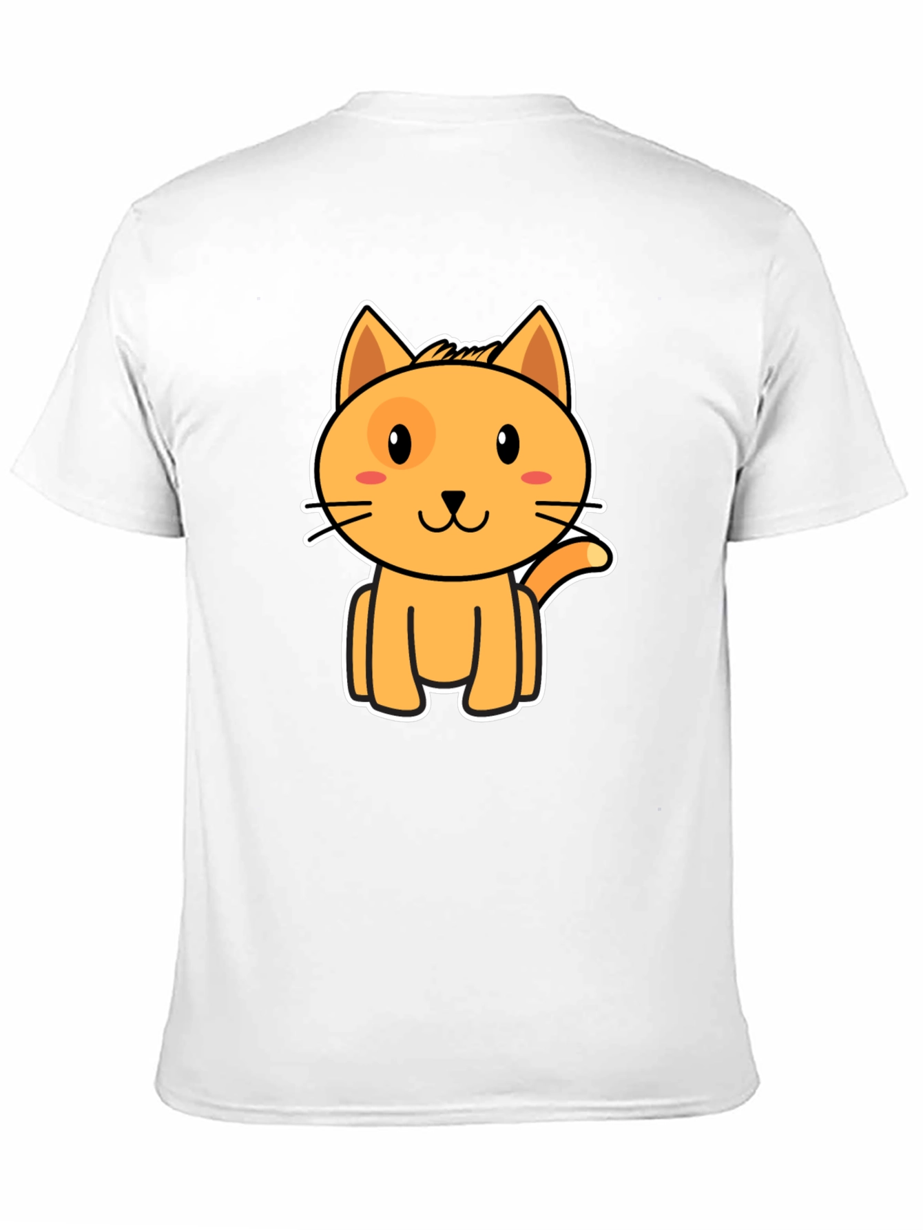 Cute Orange Cat Graphic Black T-Shirt