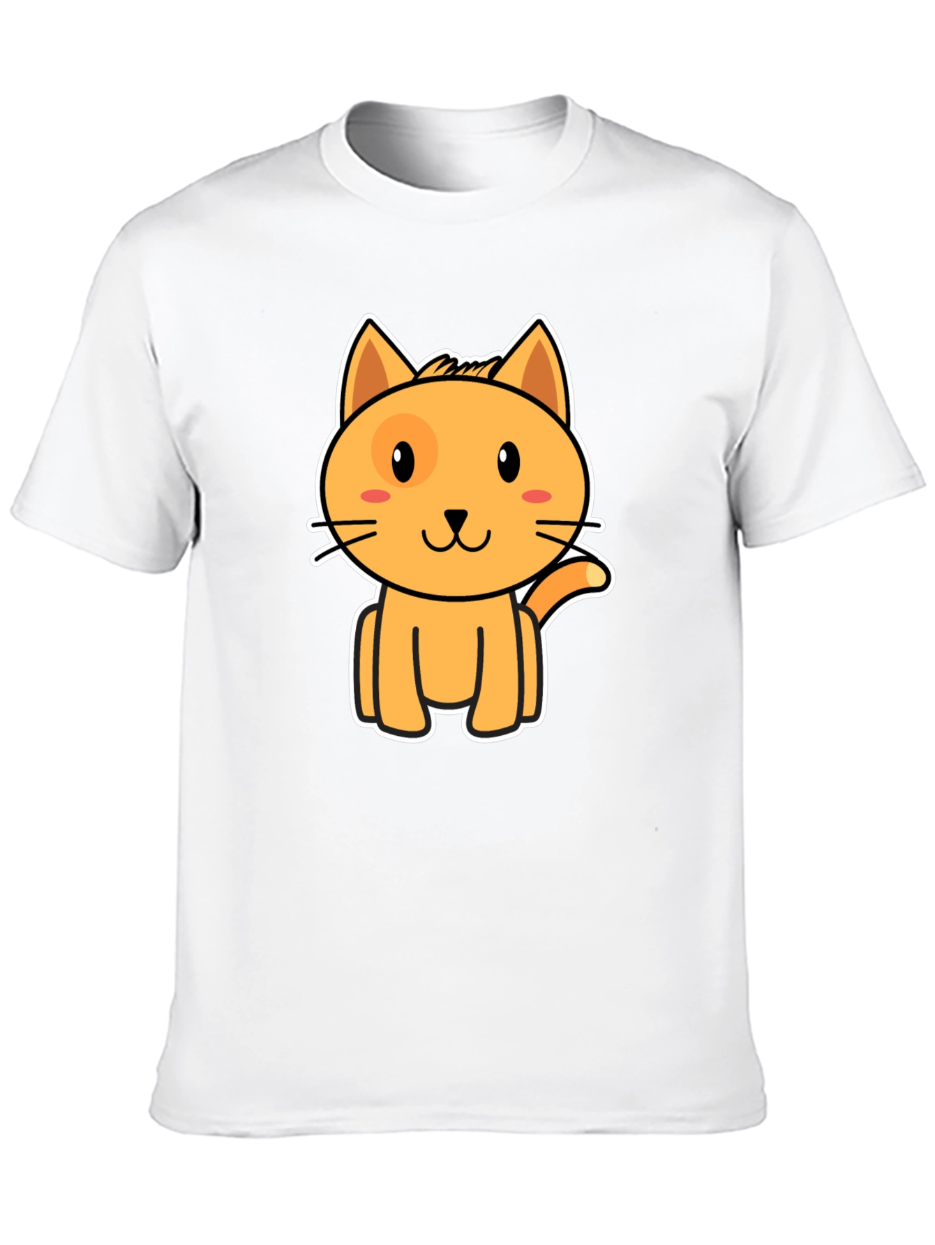 Cute Orange Cat Graphic Black T-Shirt