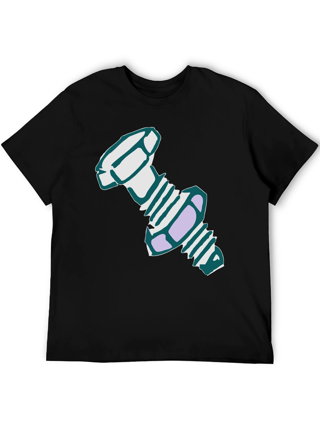 Novelty Cartoon Bolt Graphic Black T-Shirt