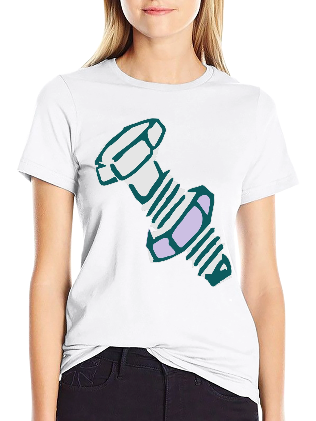 Novelty Cartoon Bolt Graphic Black T-Shirt