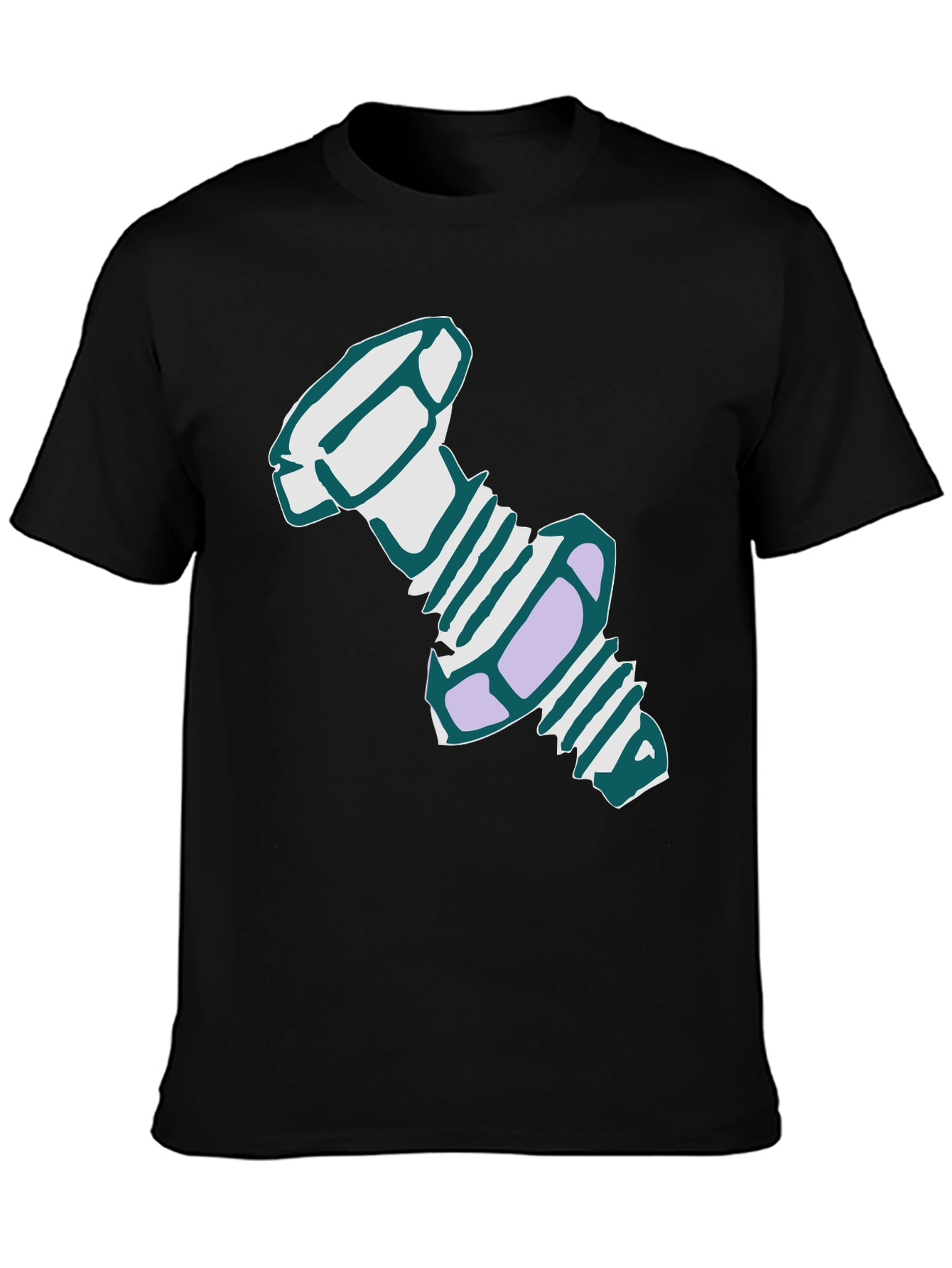 Novelty Cartoon Bolt Graphic Black T-Shirt
