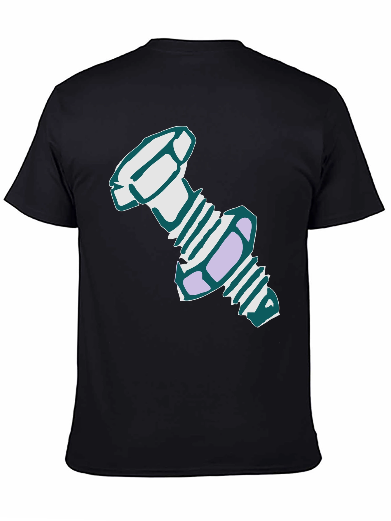 Novelty Cartoon Bolt Graphic Black T-Shirt
