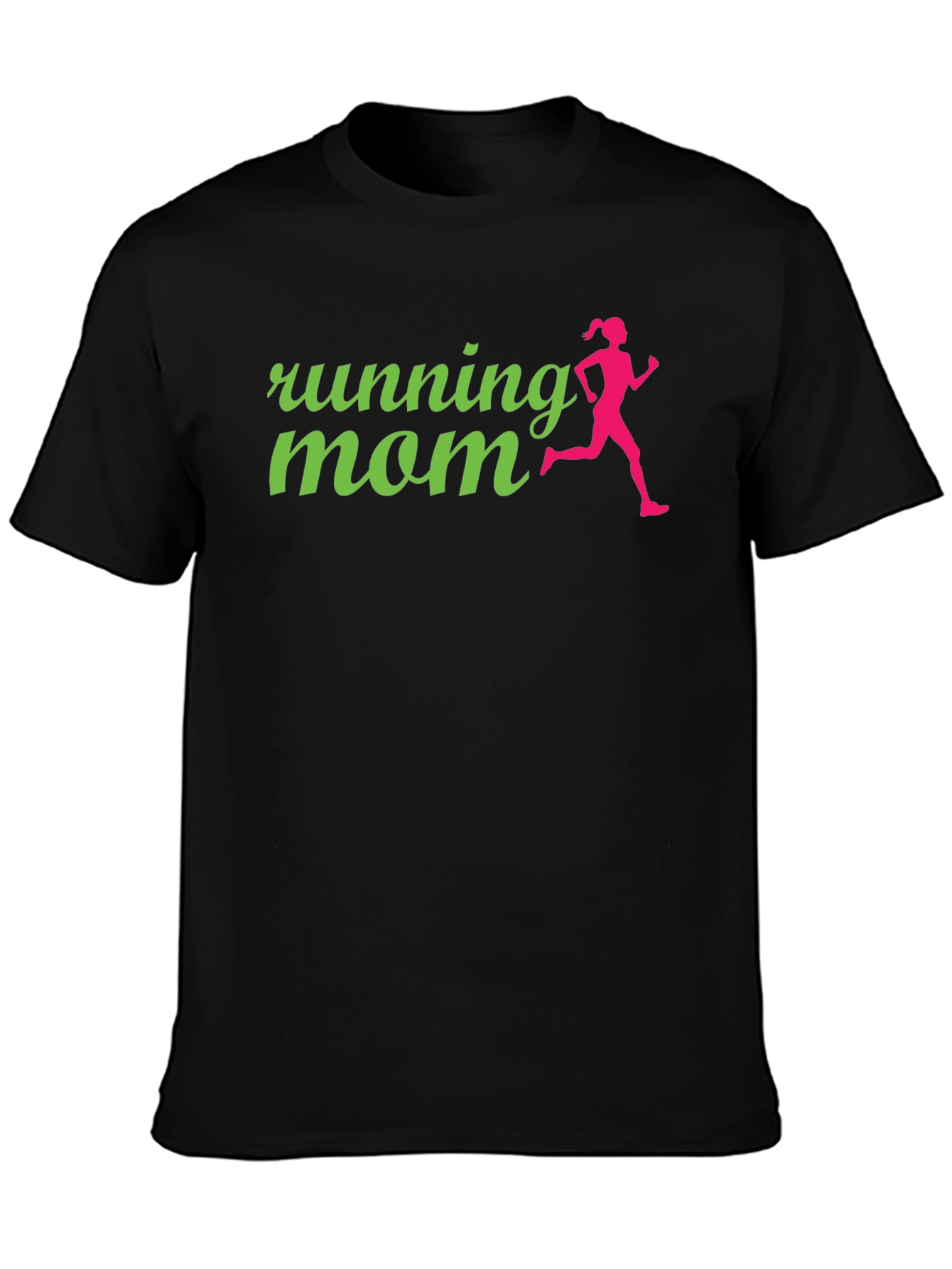 Running Mom Graphic Tee - Black Cotton Shirt