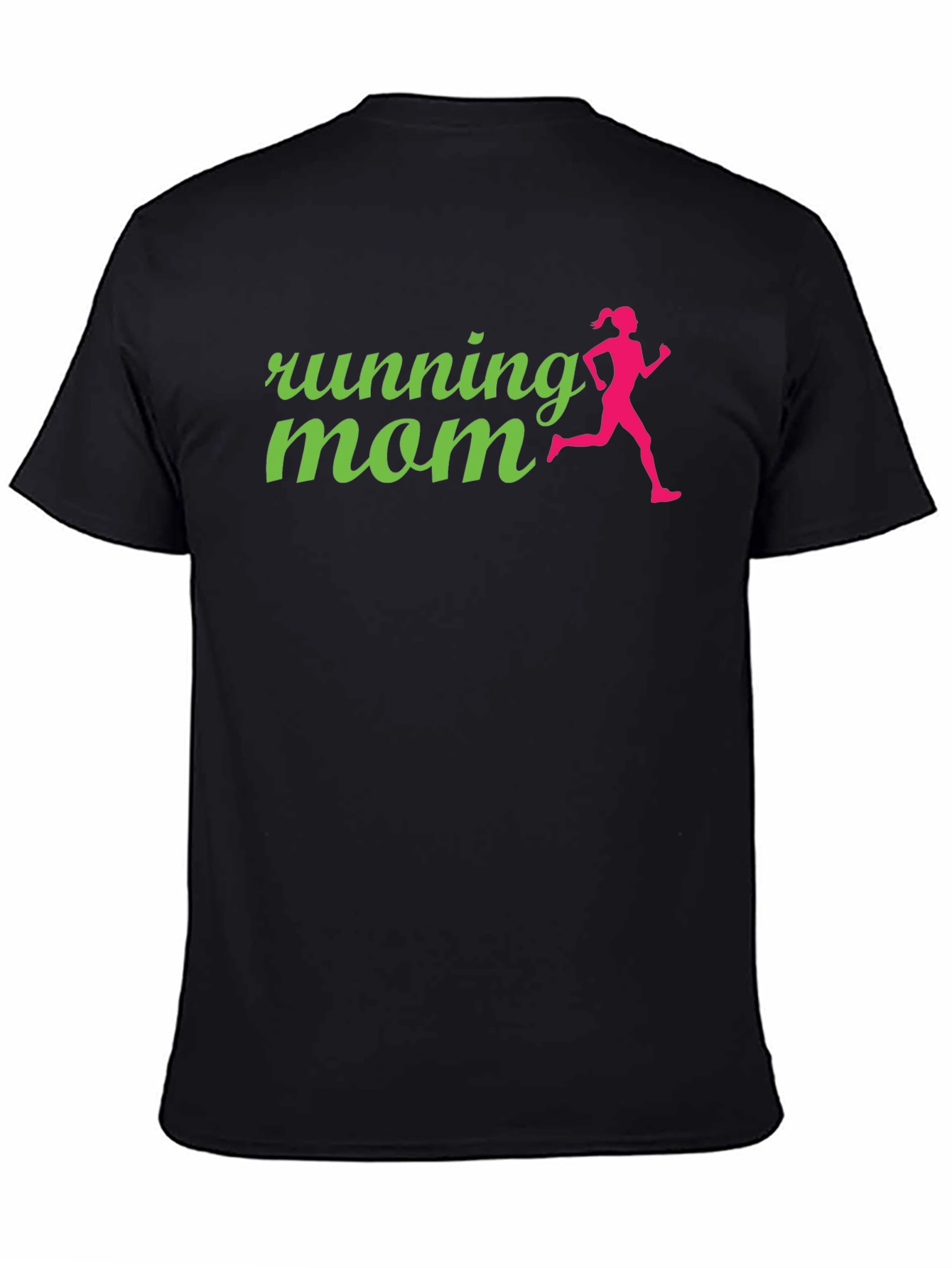 Running Mom Graphic Tee - Black Cotton Shirt