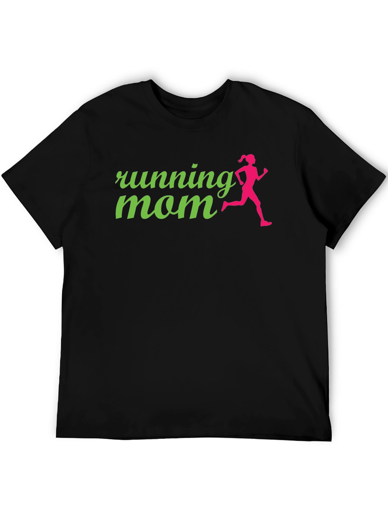 Running Mom Graphic Tee - Black Cotton Shirt