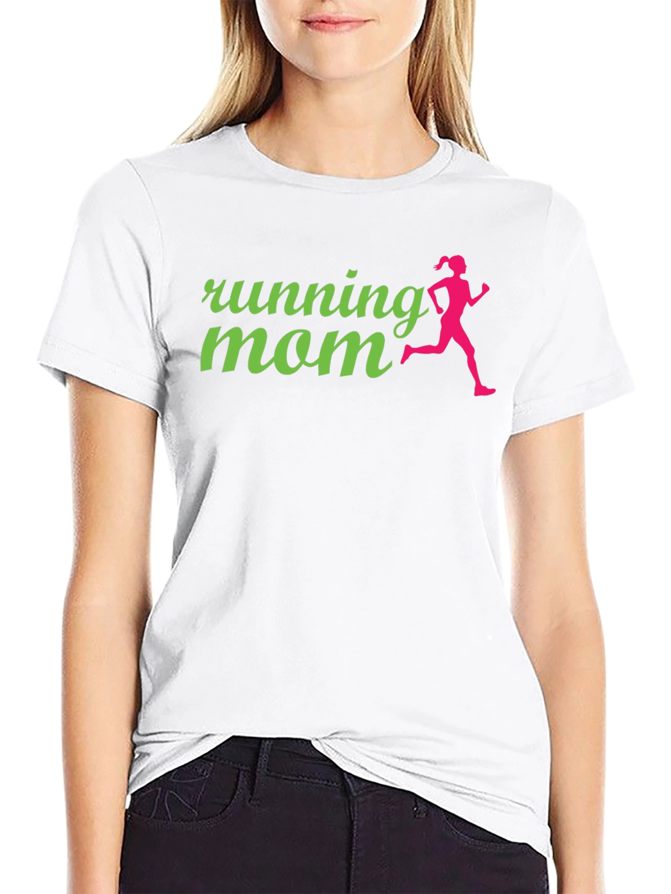 Running Mom Graphic Tee - Black Cotton Shirt
