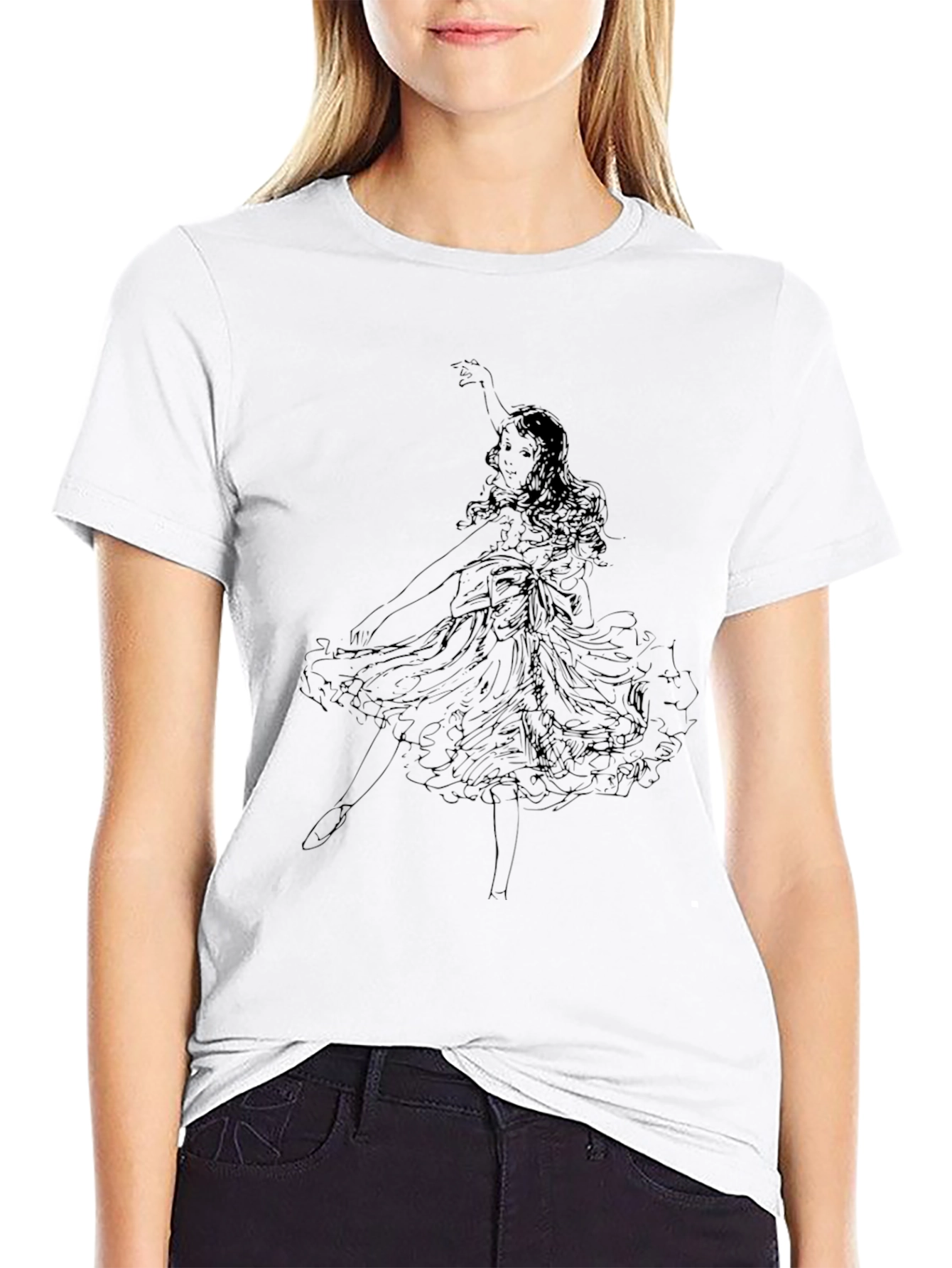 Elegant Dancer Graphic Black T-Shirt
