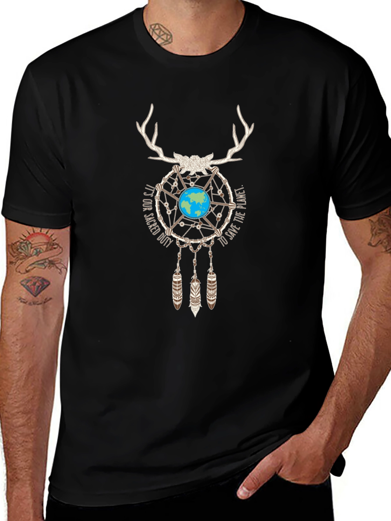 Earth Dreamcatcher Graphic Tee - Sacred Duty T-Shirt
