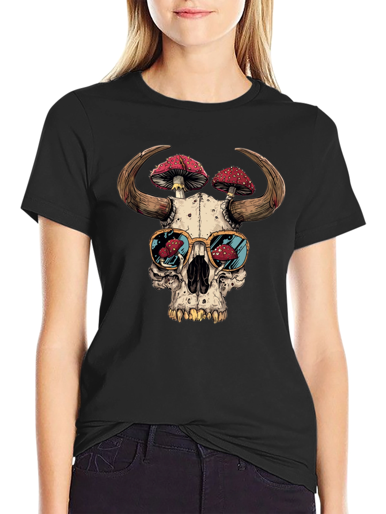 Skull Mushroom Horns T-Shirt