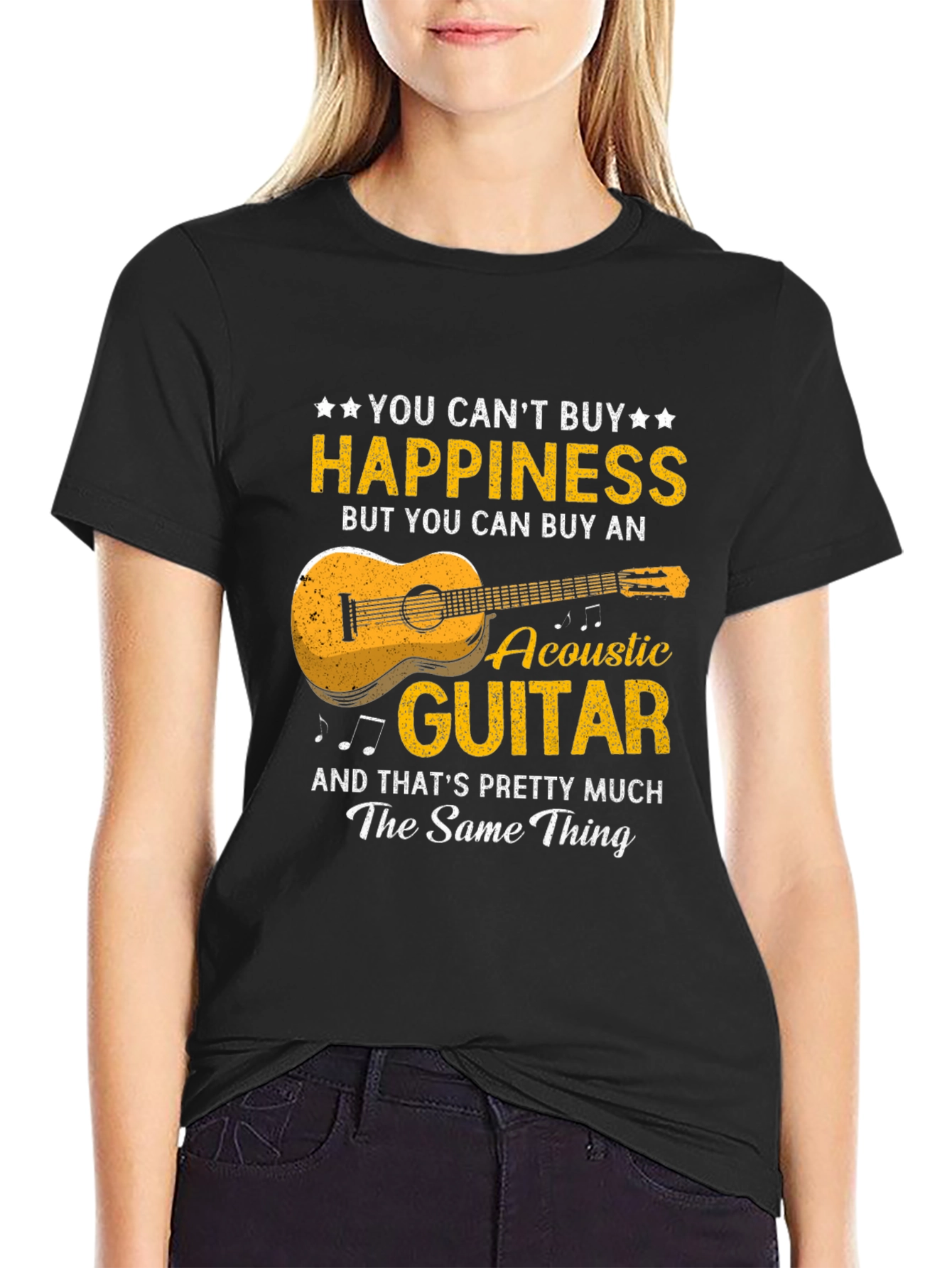 Acoustic Guitar Happiness T-Shirt - Music Lover Gift