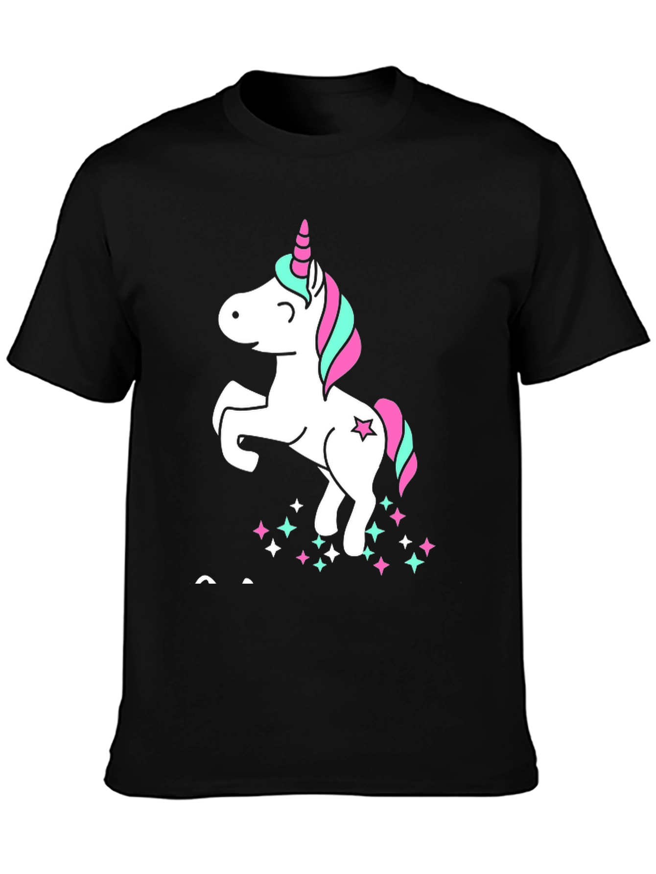 Unicorn Stars Graphic Print Black T-Shirt