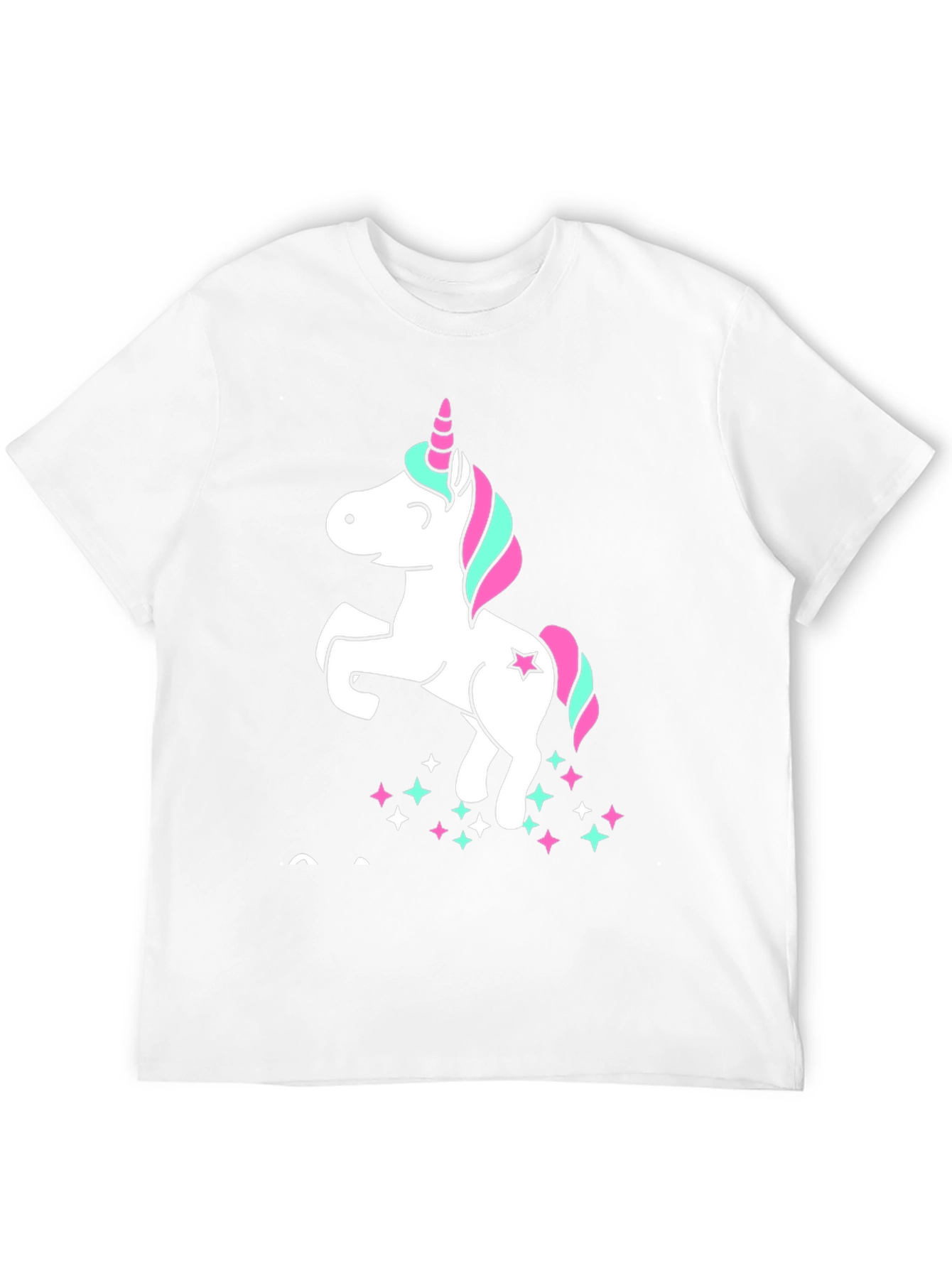 Unicorn Stars Graphic Print Black T-Shirt