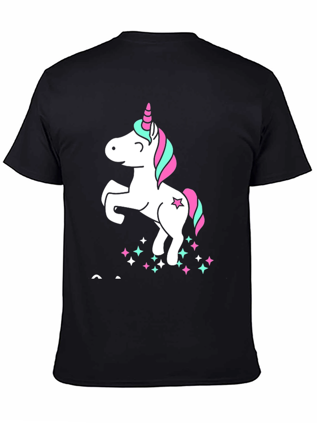 Unicorn Stars Graphic Print Black T-Shirt