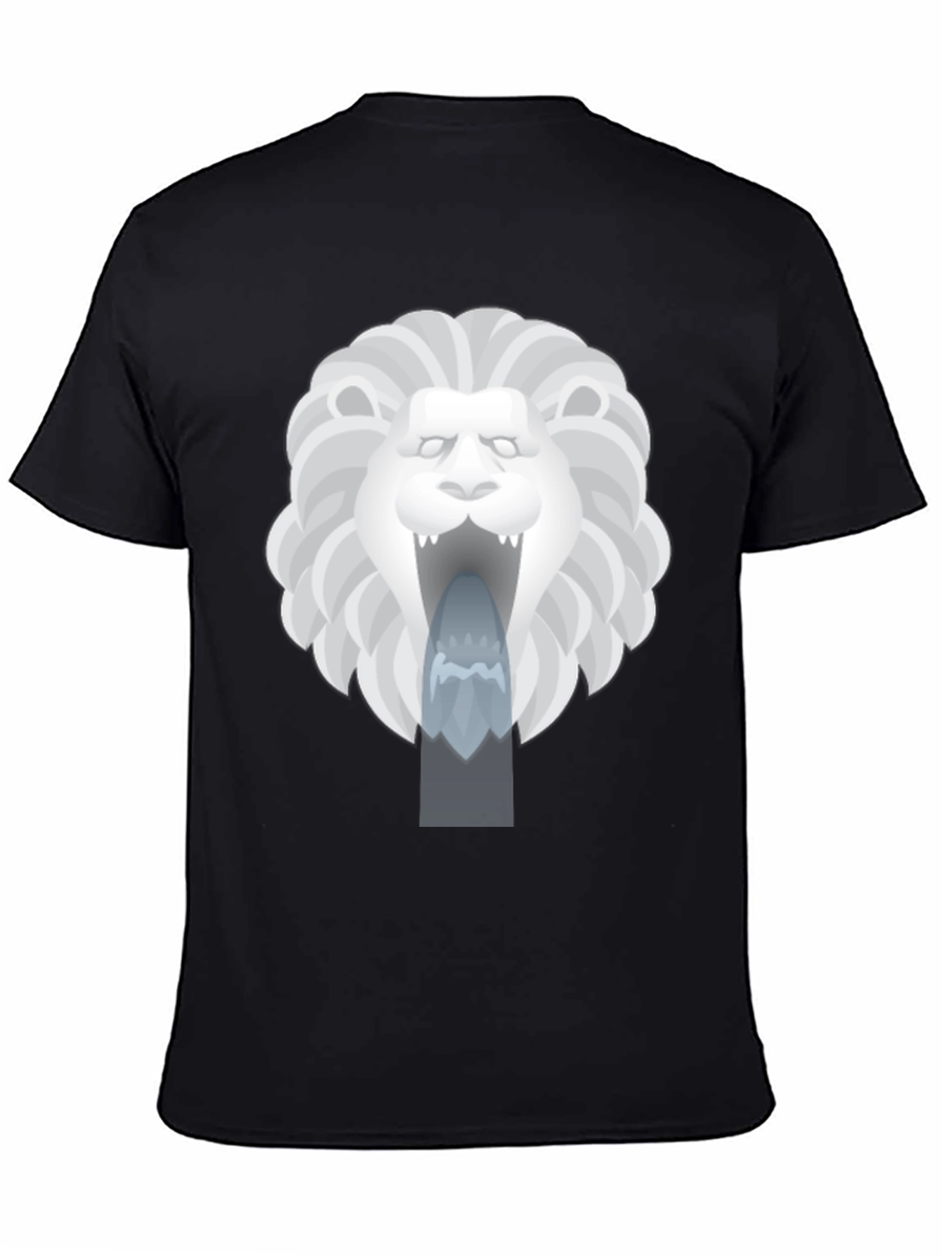 Lion Fountain Graphic Tee - Black Casual T-Shirt