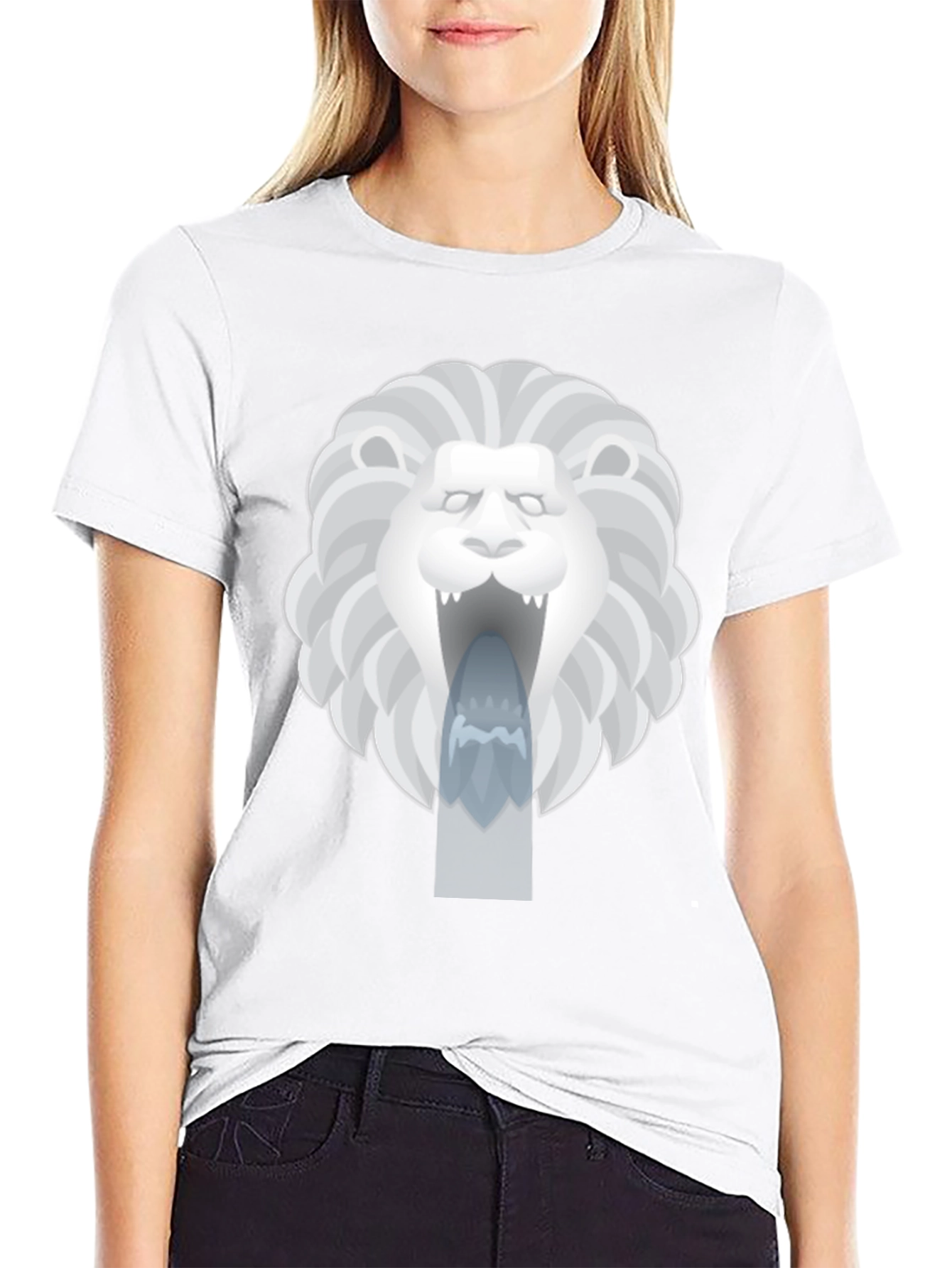 Lion Fountain Graphic Tee - Black Casual T-Shirt