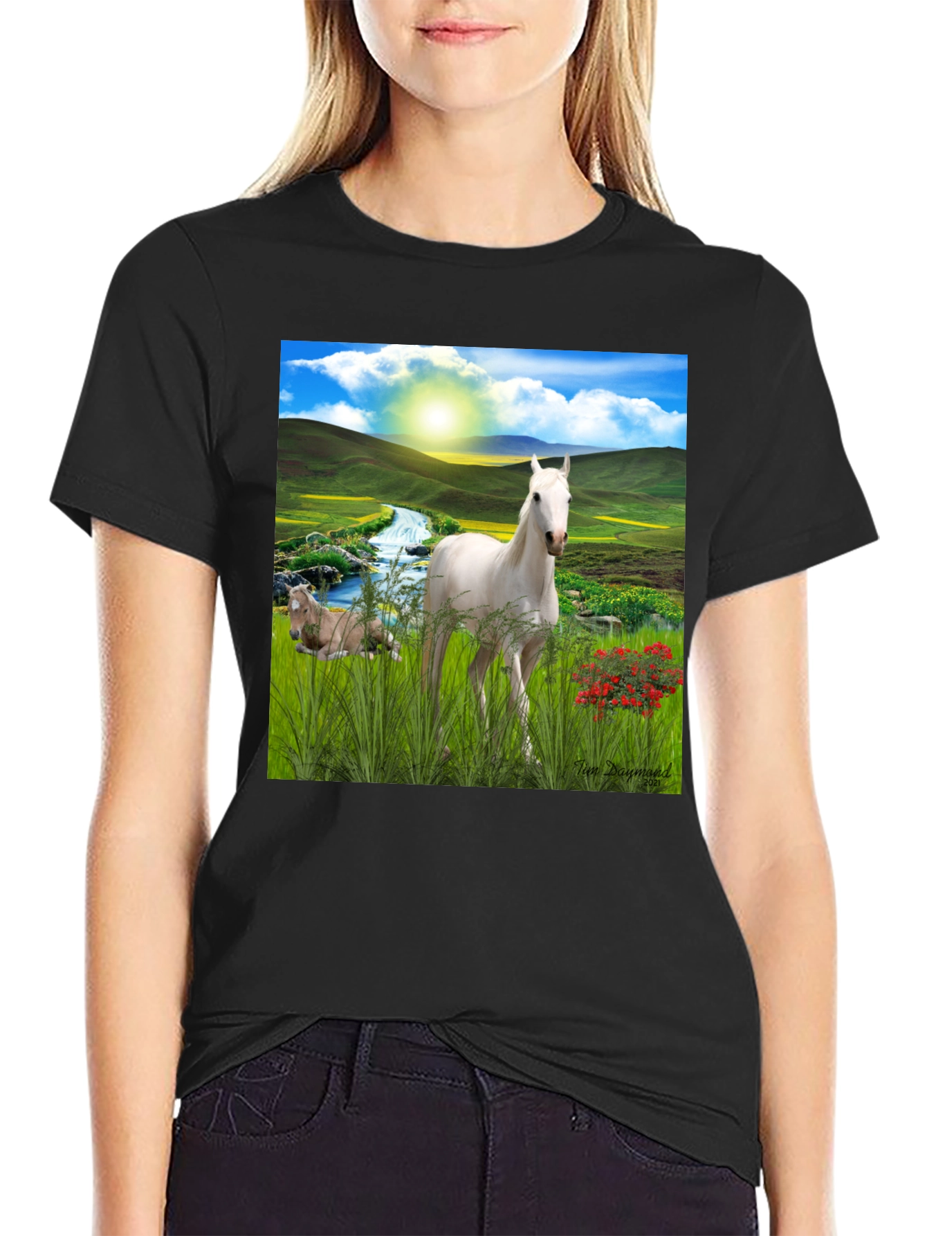 Horse Landscape Graphic Tee - Nature Inspired