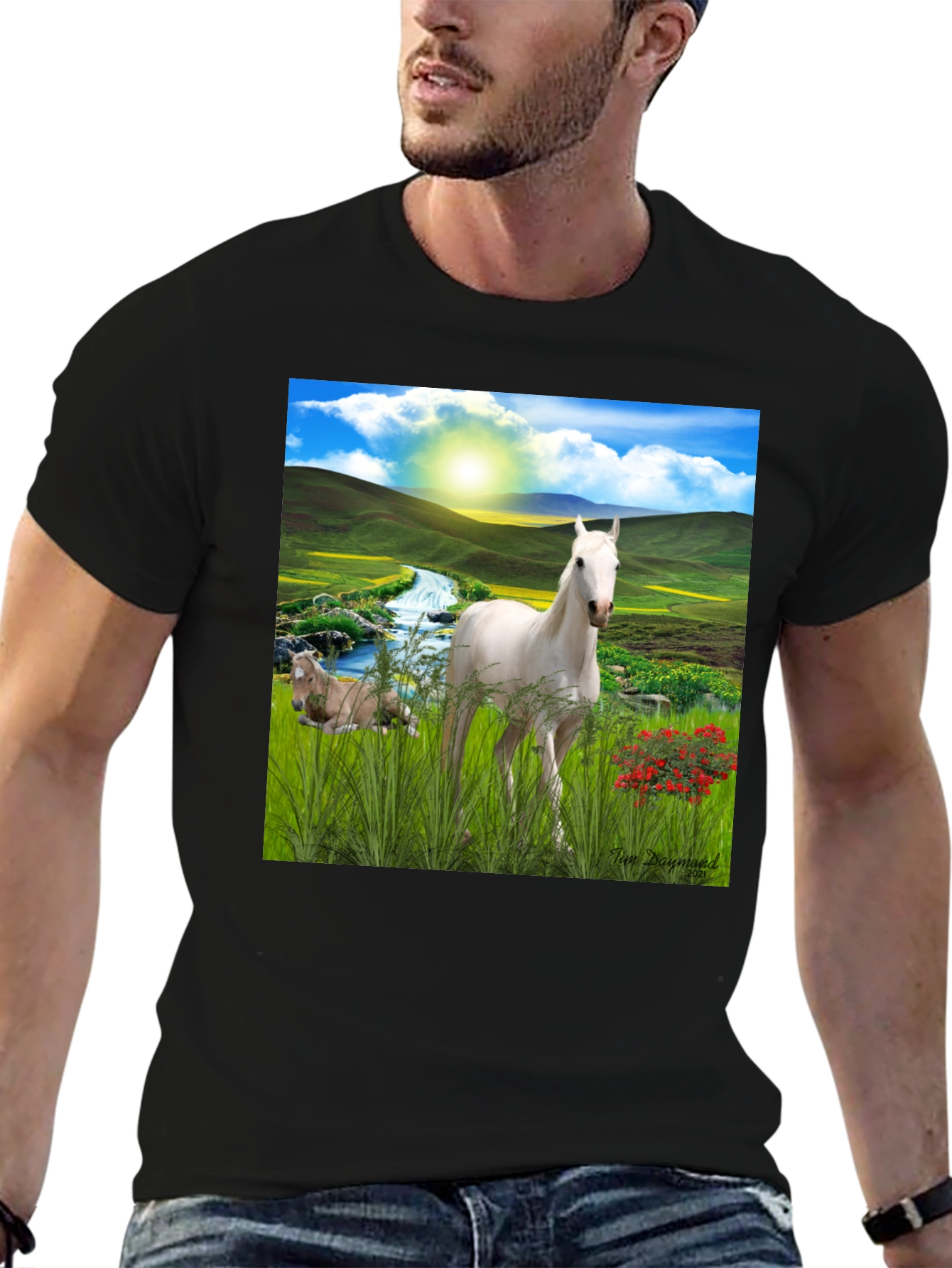 Horse Landscape Graphic Tee - Nature Inspired
