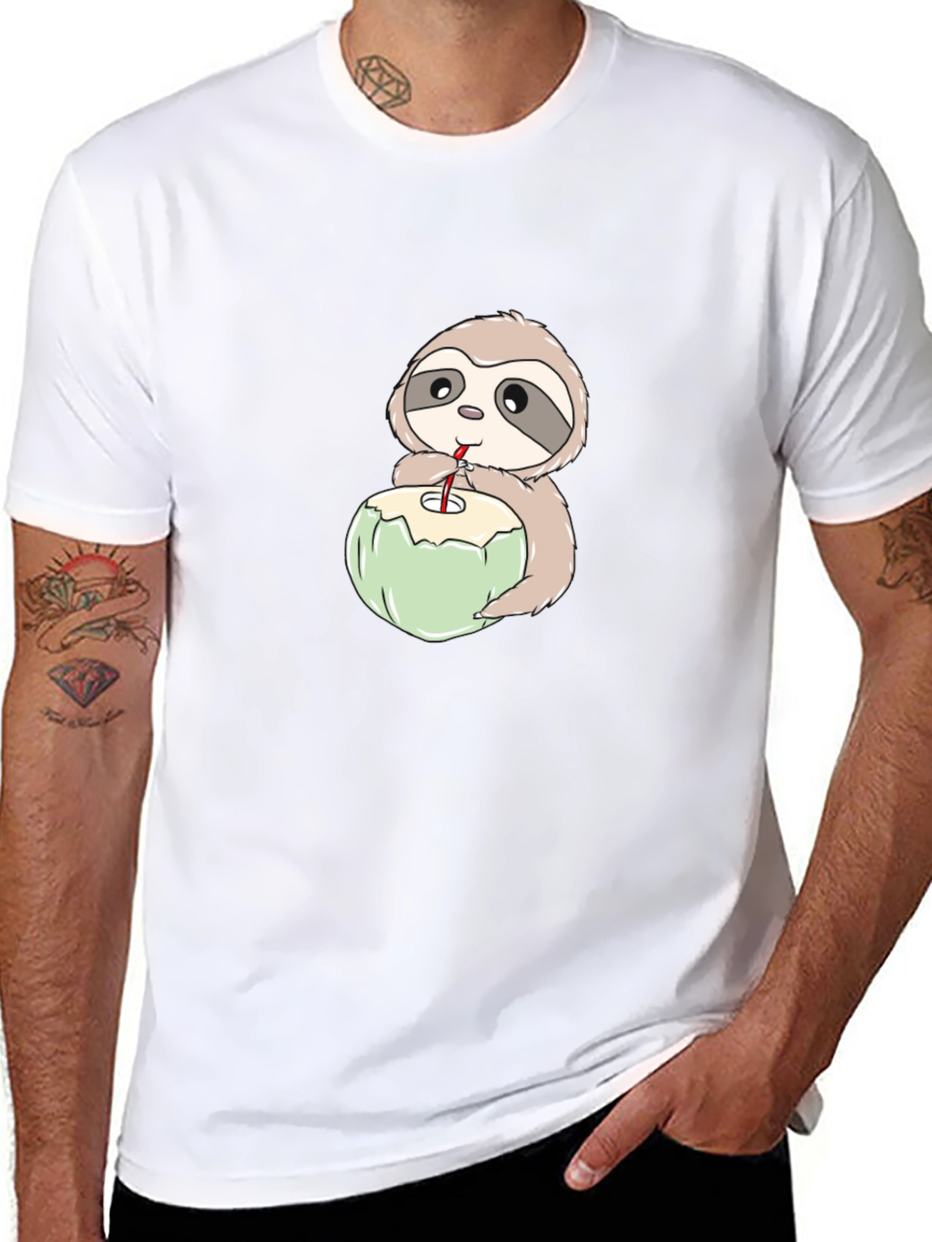 Sloth Drinking Coconut T-Shirt