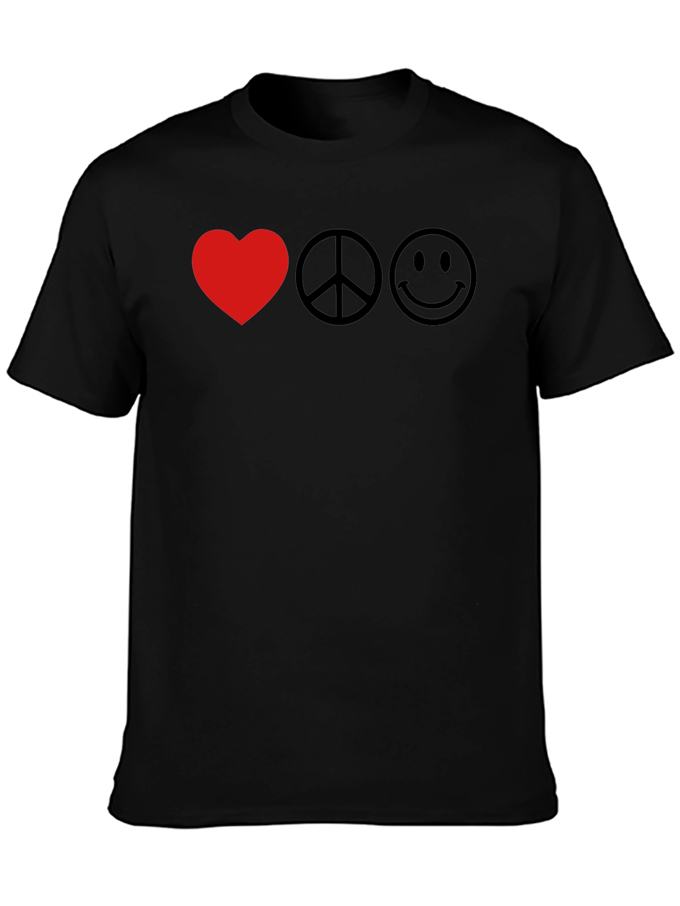 Love Peace Happy Black T-Shirt