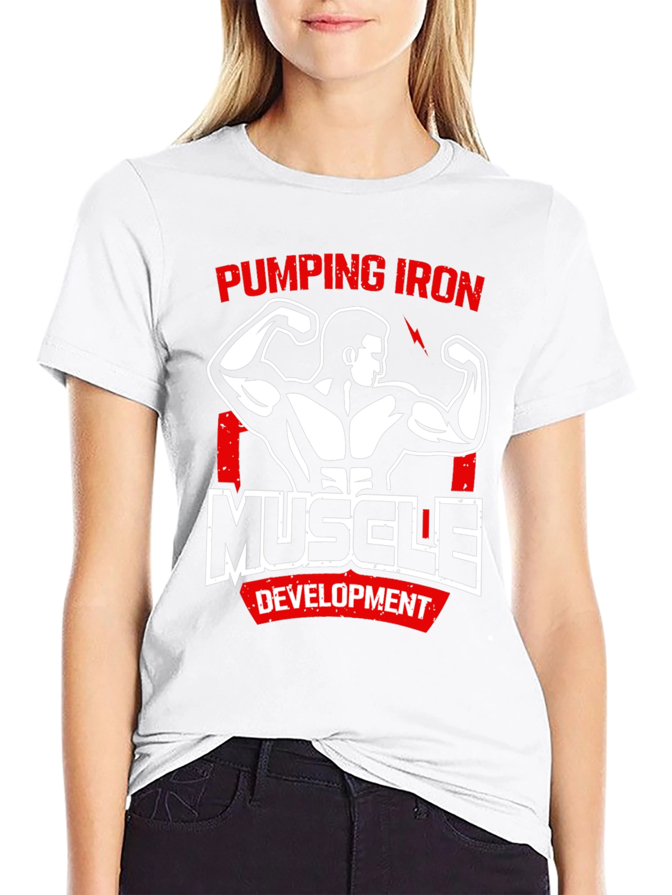 Pumping Iron Muscle Development Black T-Shirt