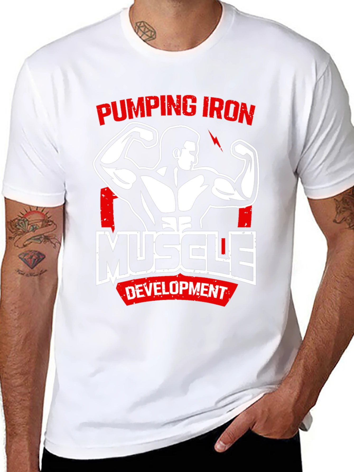 Pumping Iron Muscle Development Black T-Shirt