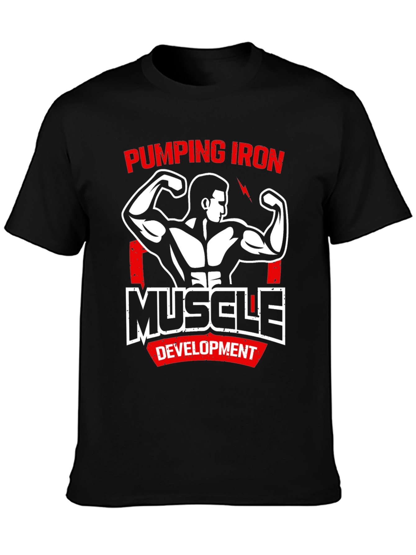 Pumping Iron Muscle Development Black T-Shirt