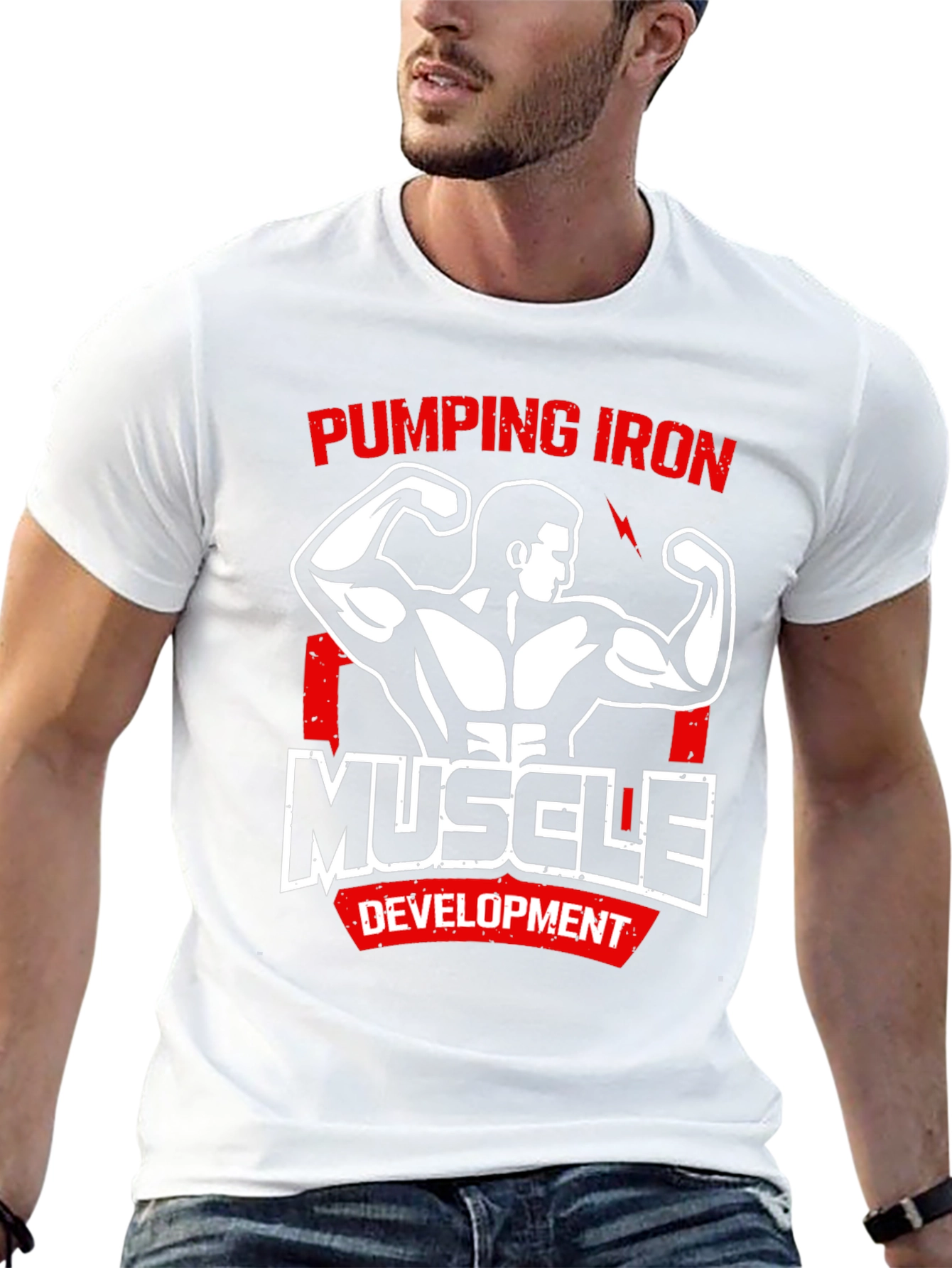 Pumping Iron Muscle Development Black T-Shirt