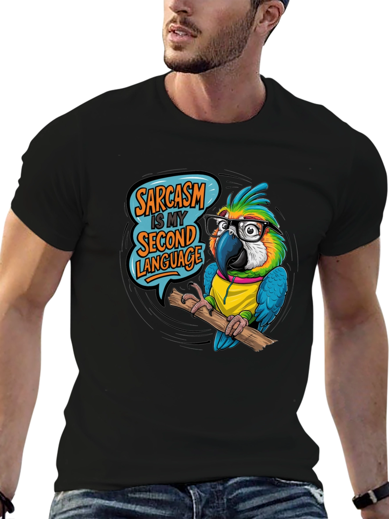 Sarcastic Parrot T-Shirt - Second Language Humor