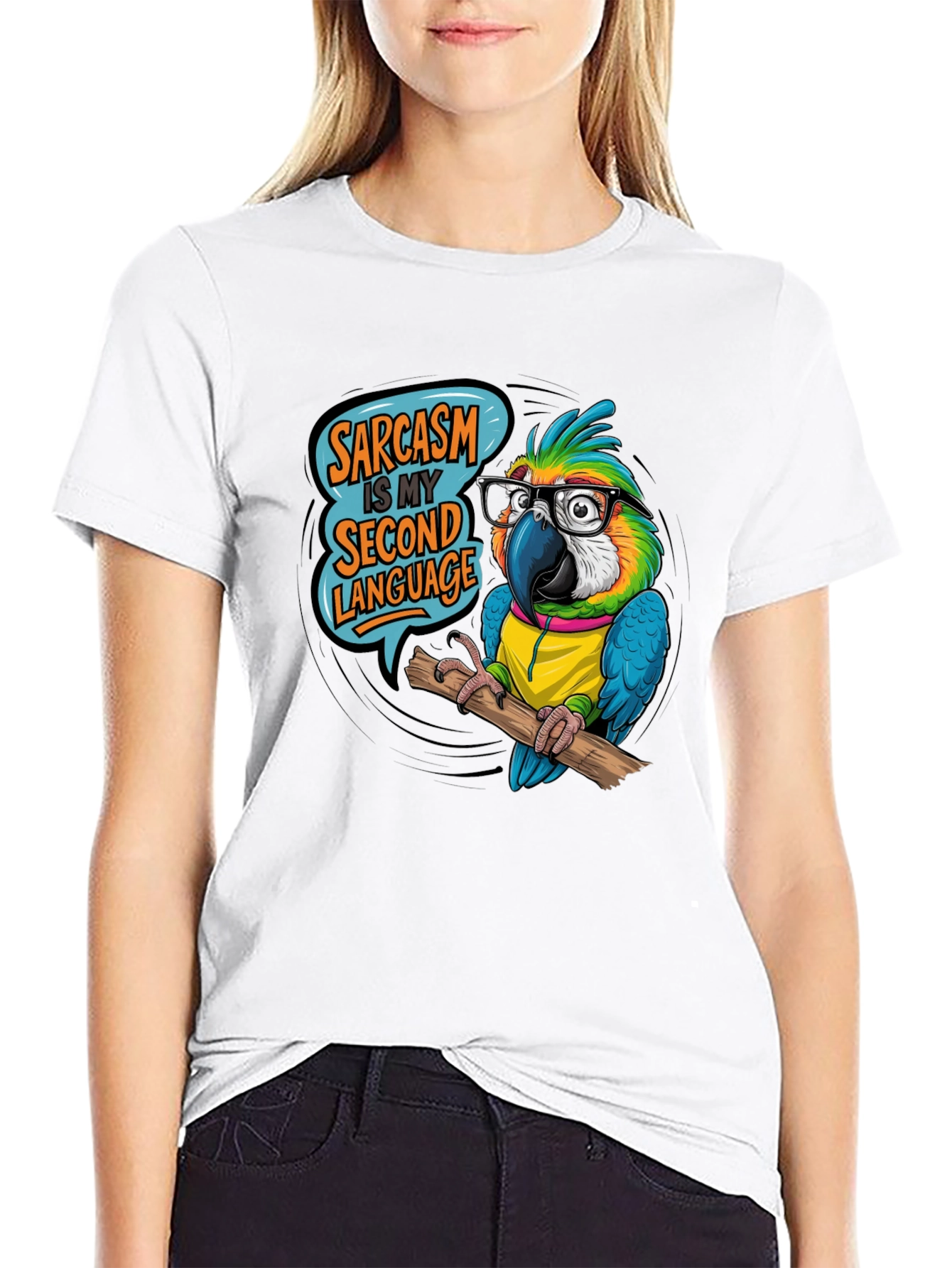 Sarcastic Parrot T-Shirt - Second Language Humor