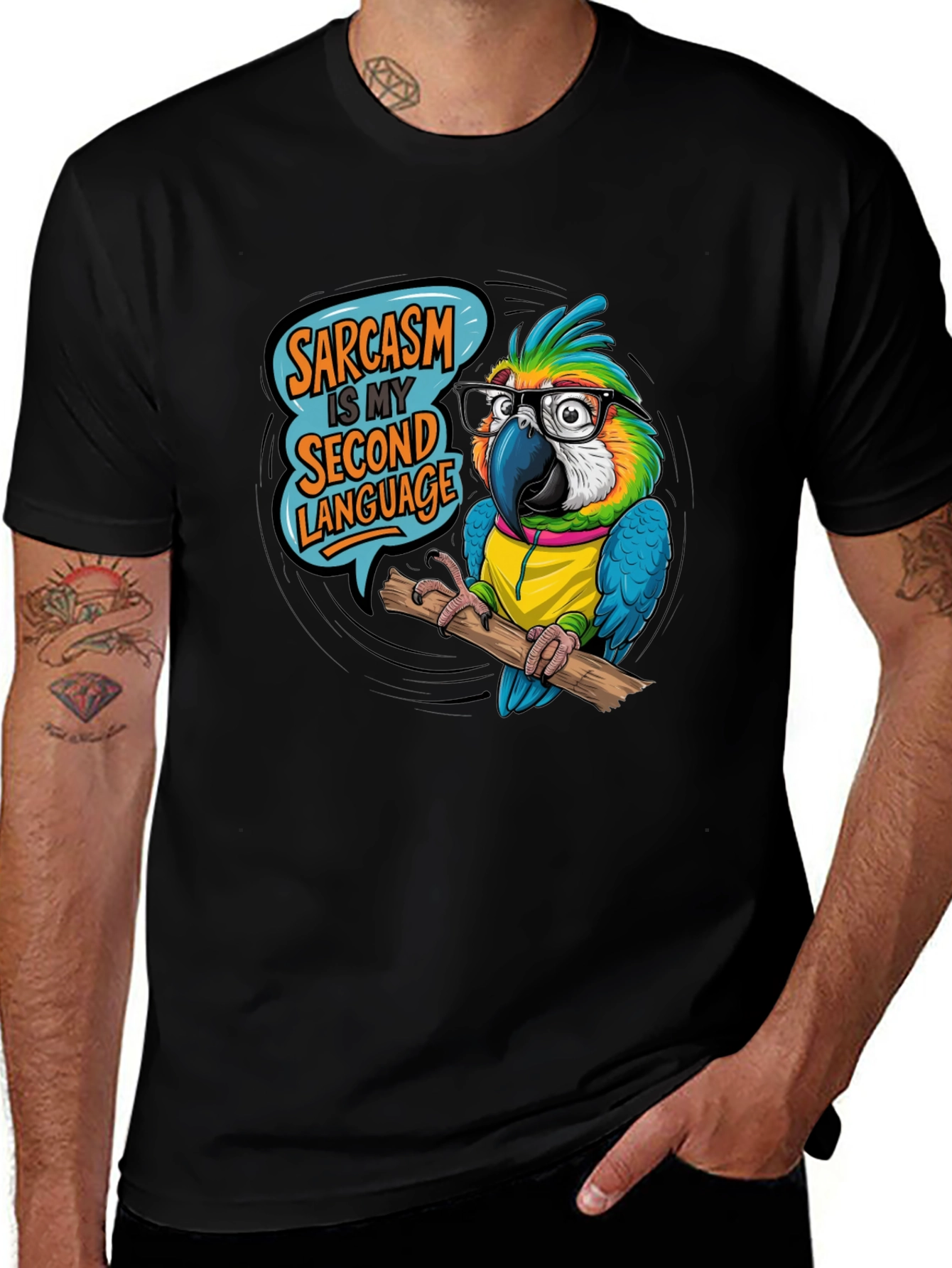 Sarcastic Parrot T-Shirt - Second Language Humor