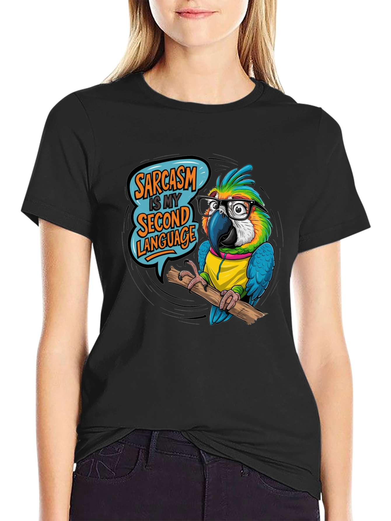 Sarcastic Parrot T-Shirt - Second Language Humor