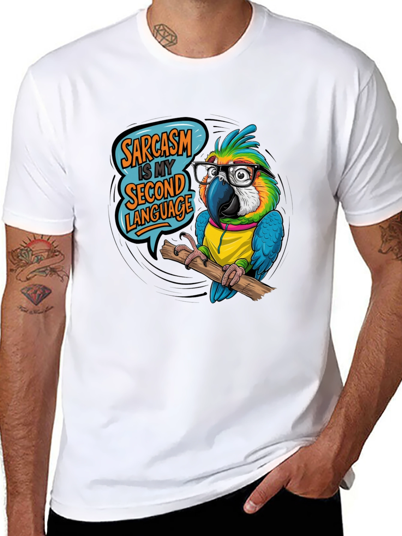 Sarcastic Parrot T-Shirt - Second Language Humor