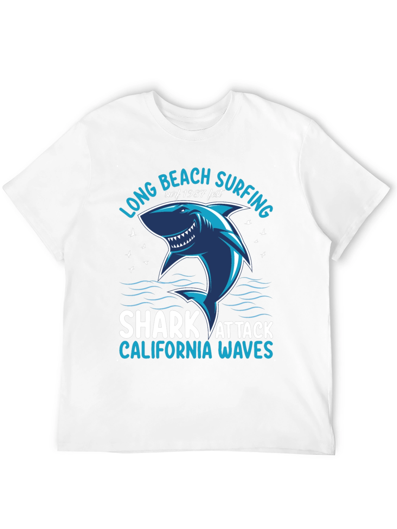 Long Beach Surfing Shark Graphic Tee