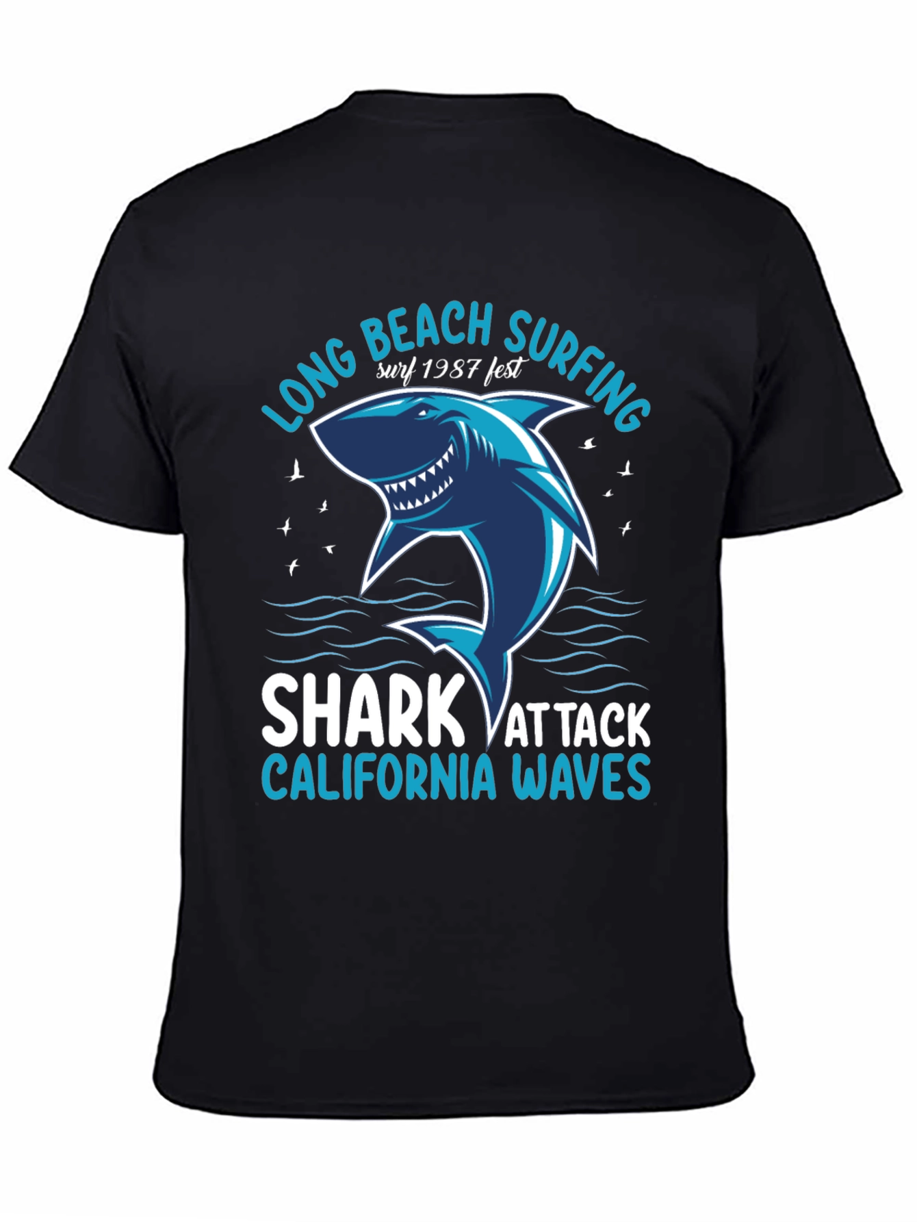 Long Beach Surfing Shark Graphic Tee