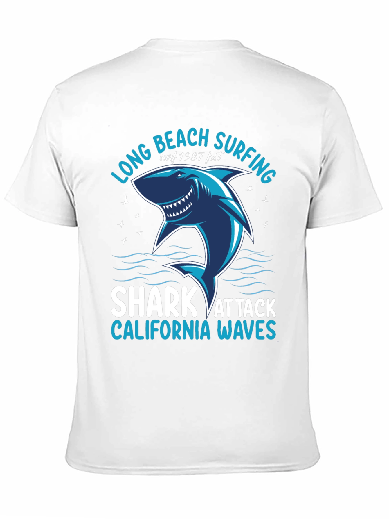 Long Beach Surfing Shark Graphic Tee