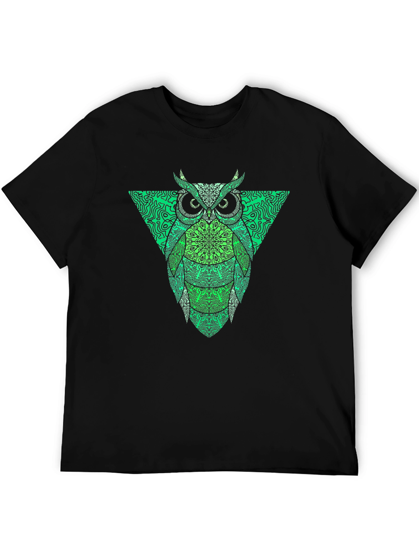 Green Owl Graphic Tee - Mens Black T-Shirt