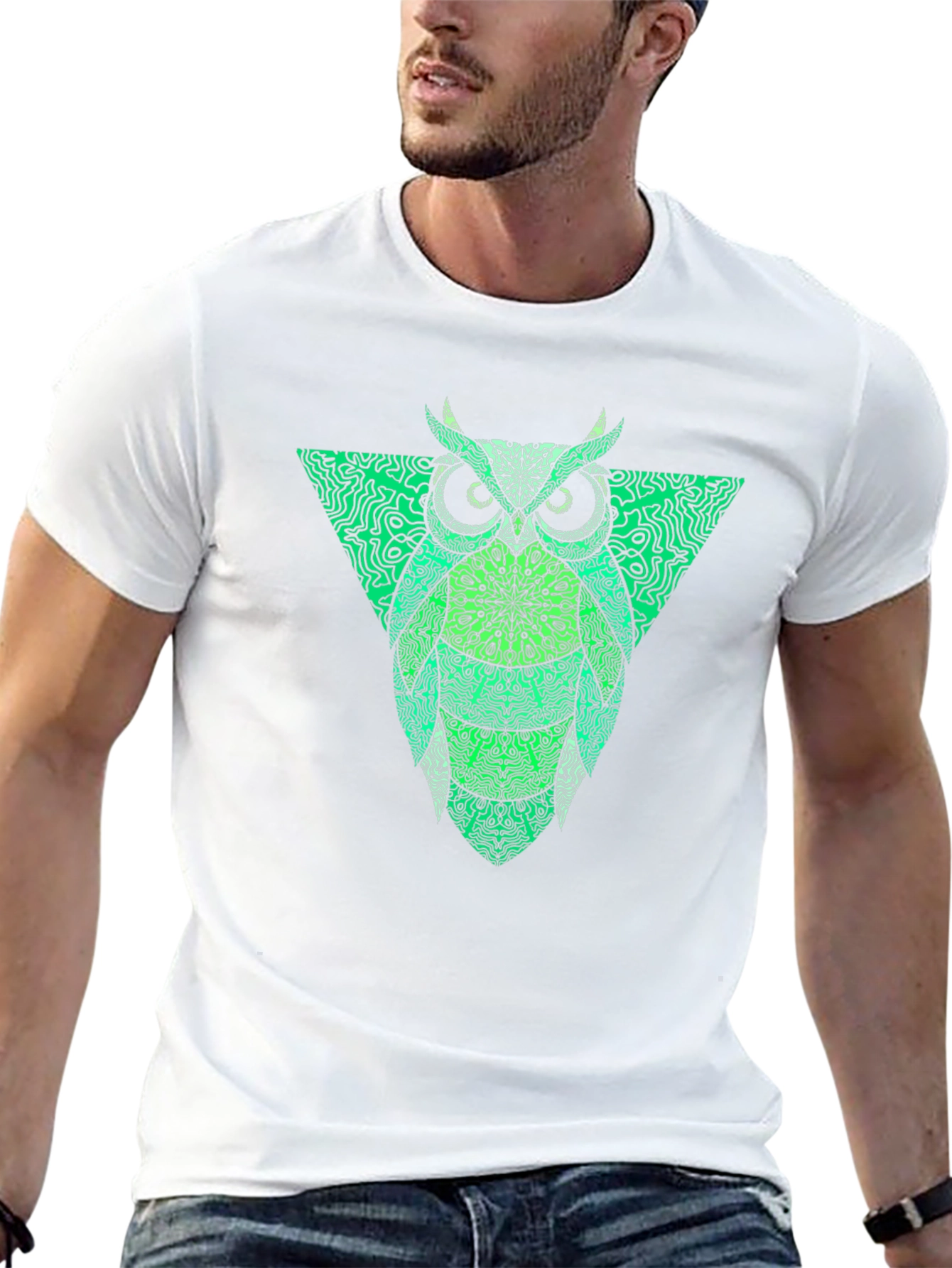 Green Owl Graphic Tee - Mens Black T-Shirt
