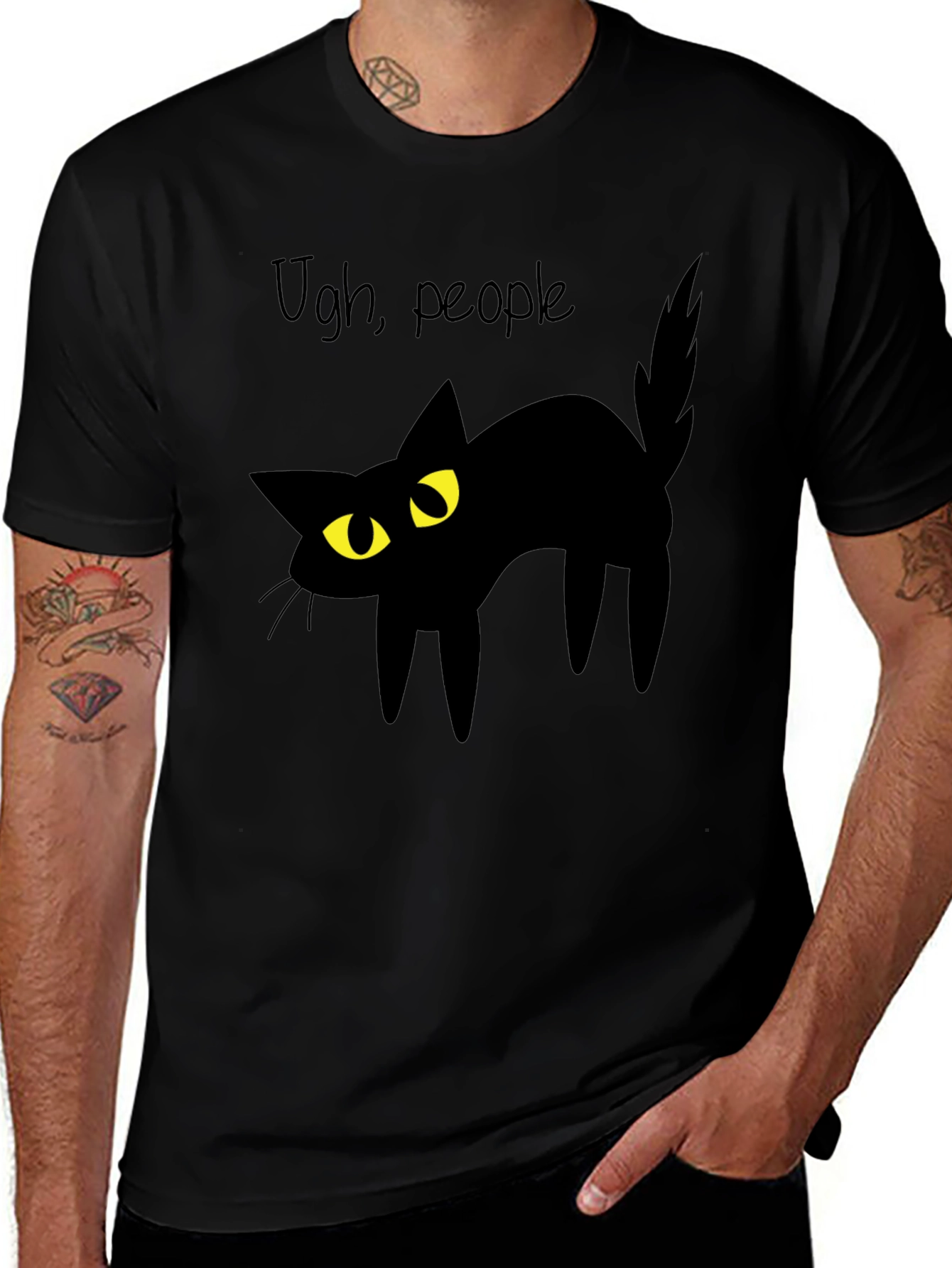 Ugh People Black Cat Graphic T-Shirt