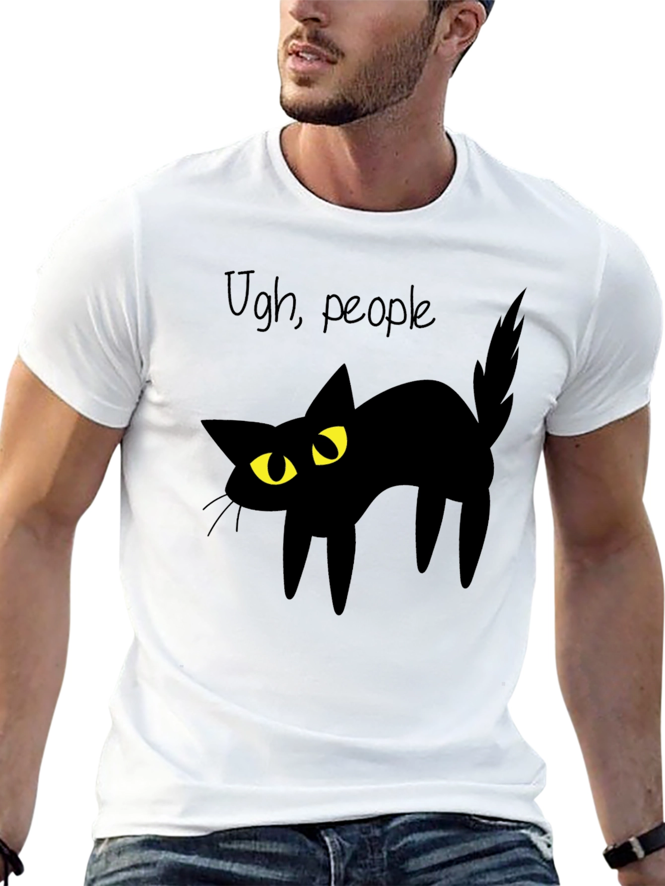 Ugh People Black Cat Graphic T-Shirt