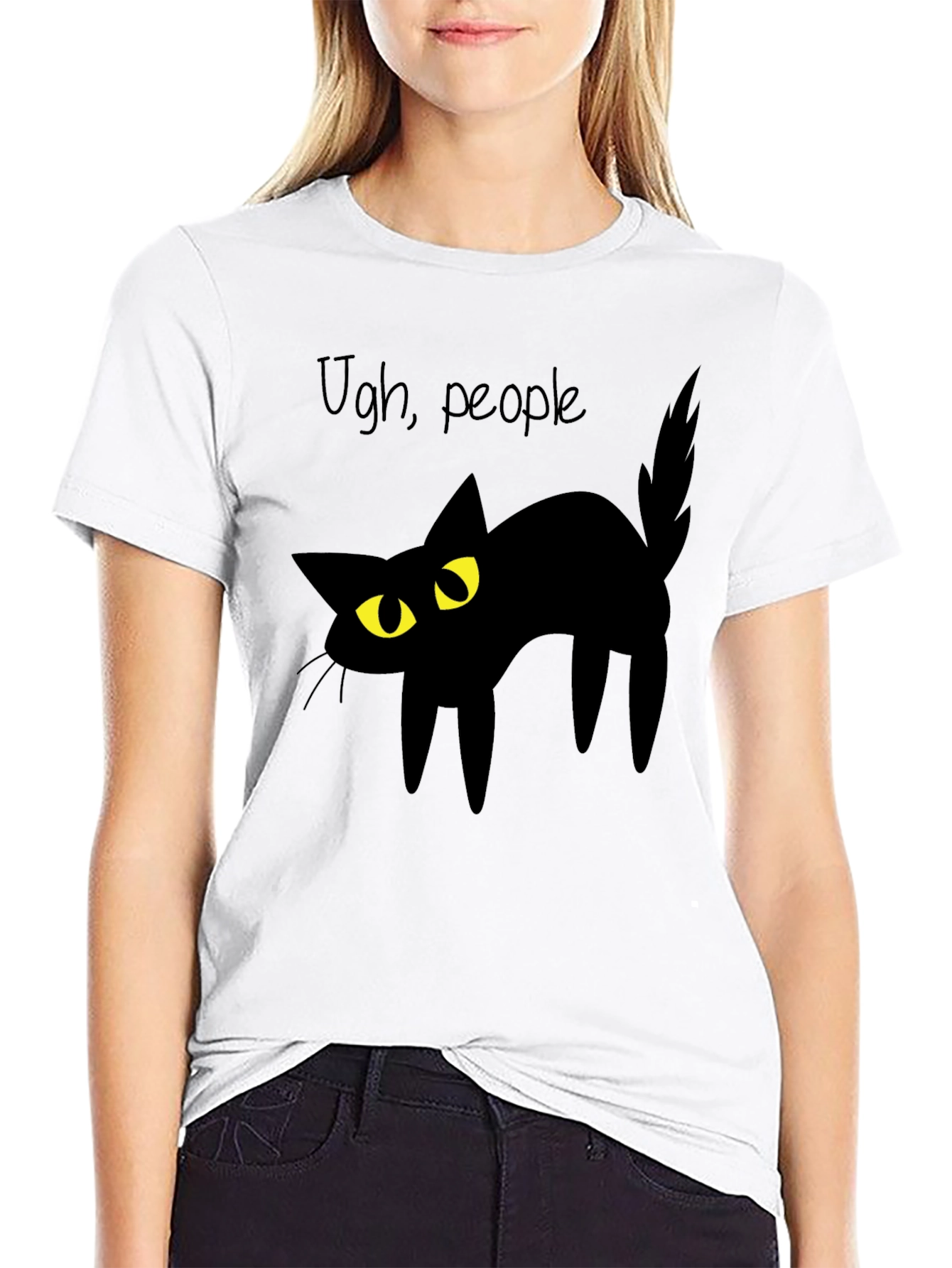 Ugh People Black Cat Graphic T-Shirt
