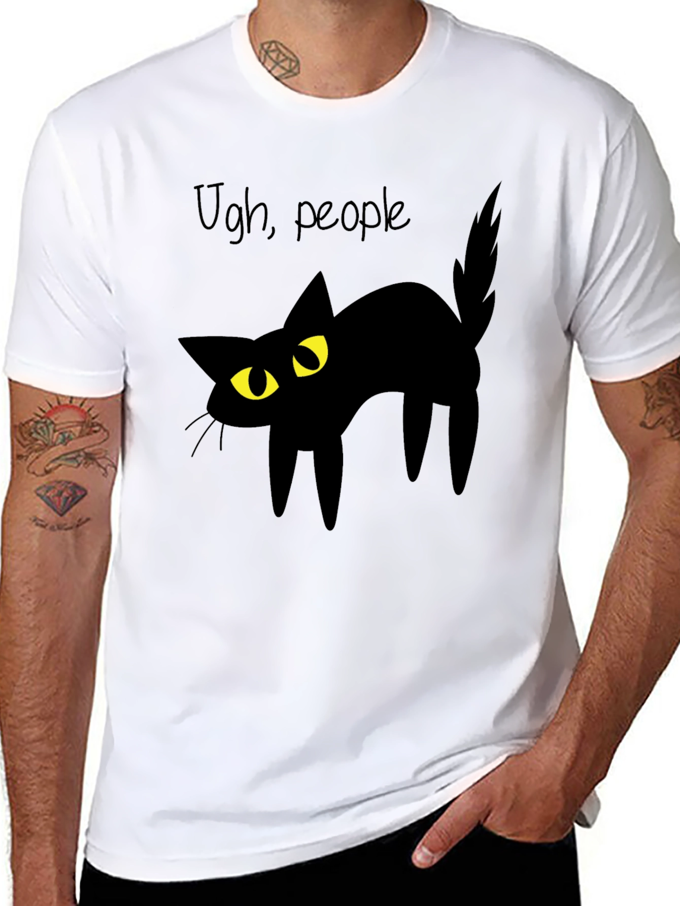 Ugh People Black Cat Graphic T-Shirt