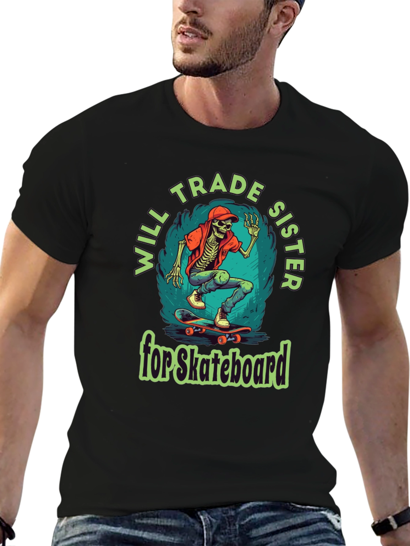 Will Trade Sister for Skateboard Graphic T-Shirt
